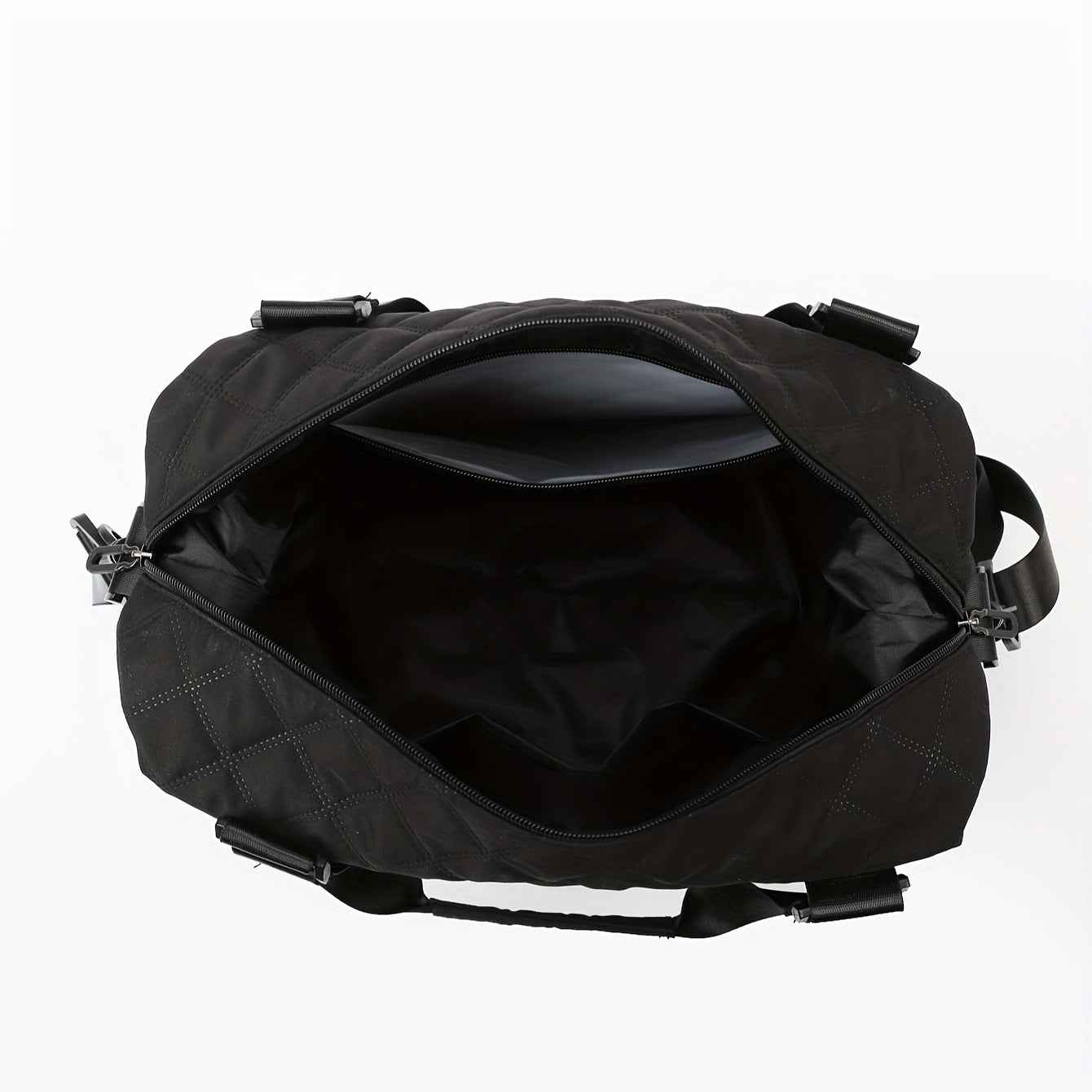 [Large Capacity Travel Duffle] Durable Polyester Unisex Large Capacity Travel Duffle Bag | Lightweight Sporty Gym & Business Duffle with Dry/Wet Compartments, Convertible Handheld/Crossbody Design, White/Black