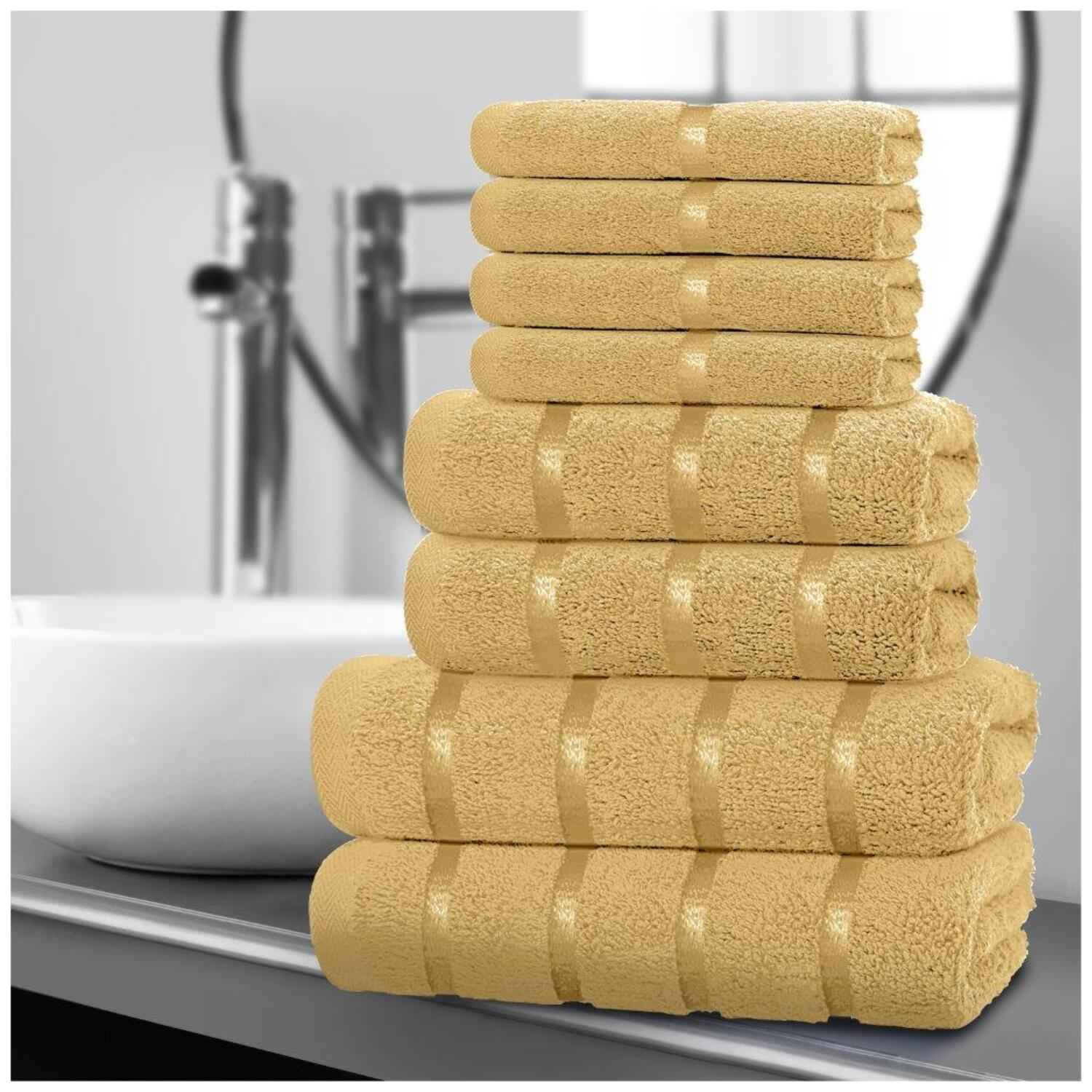 8pcs Egyptian Cotton Towel Set | Quick-Drying & Highly Absorbent | Includes 4 Face, 2 Hand, 2 Bath Towels | Sophisticated Boston Design | 15 Elegant Colours | Machine Washable