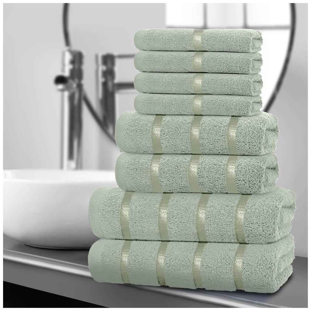 8pcs Egyptian Cotton Towel Set | Quick-Drying & Highly Absorbent | Includes 4 Face, 2 Hand, 2 Bath Towels | Sophisticated Boston Design | 15 Elegant Colours | Machine Washable