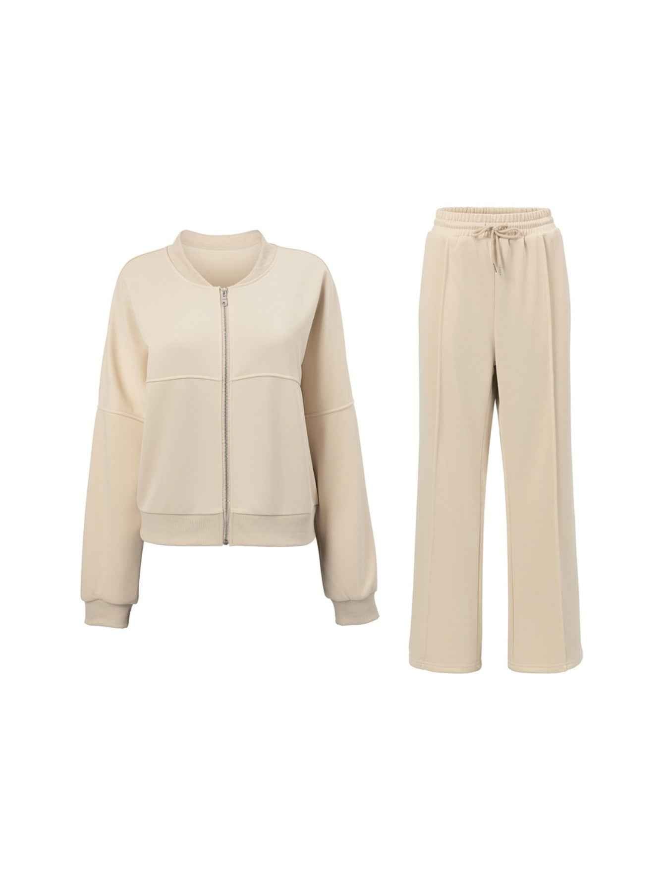 Women's two-piece sports outfit (long sleeves, zipper style, loose trouser legs) travel and casual outfit, sports and track outfit, autumn outfit, comfortable women's sports outfit, suitable for wearing in any occasion. Very suitable for traveling, exerci