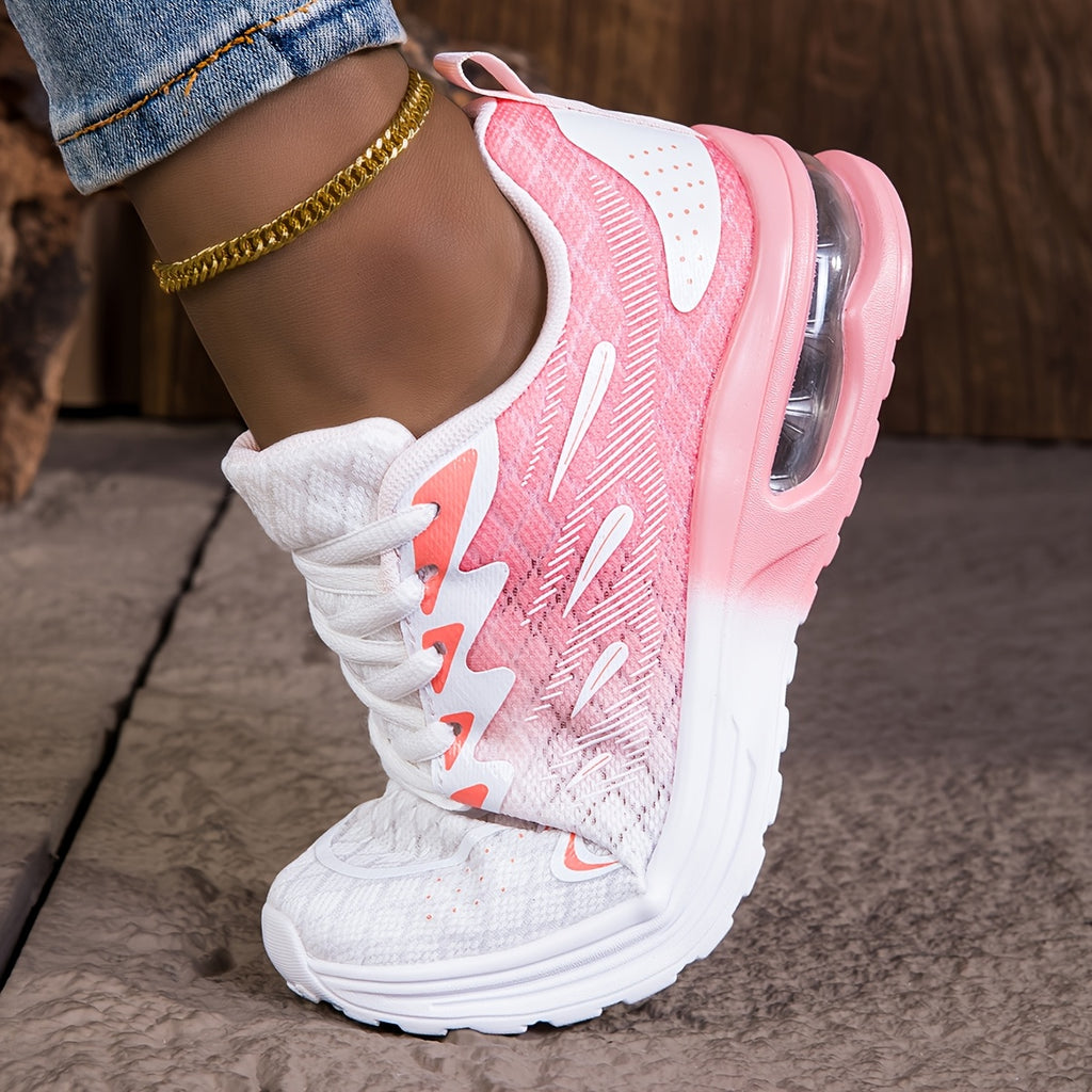 Lightweight Cushioned NonSlip PinkWhite Running Sneakers - IRON GODDESS