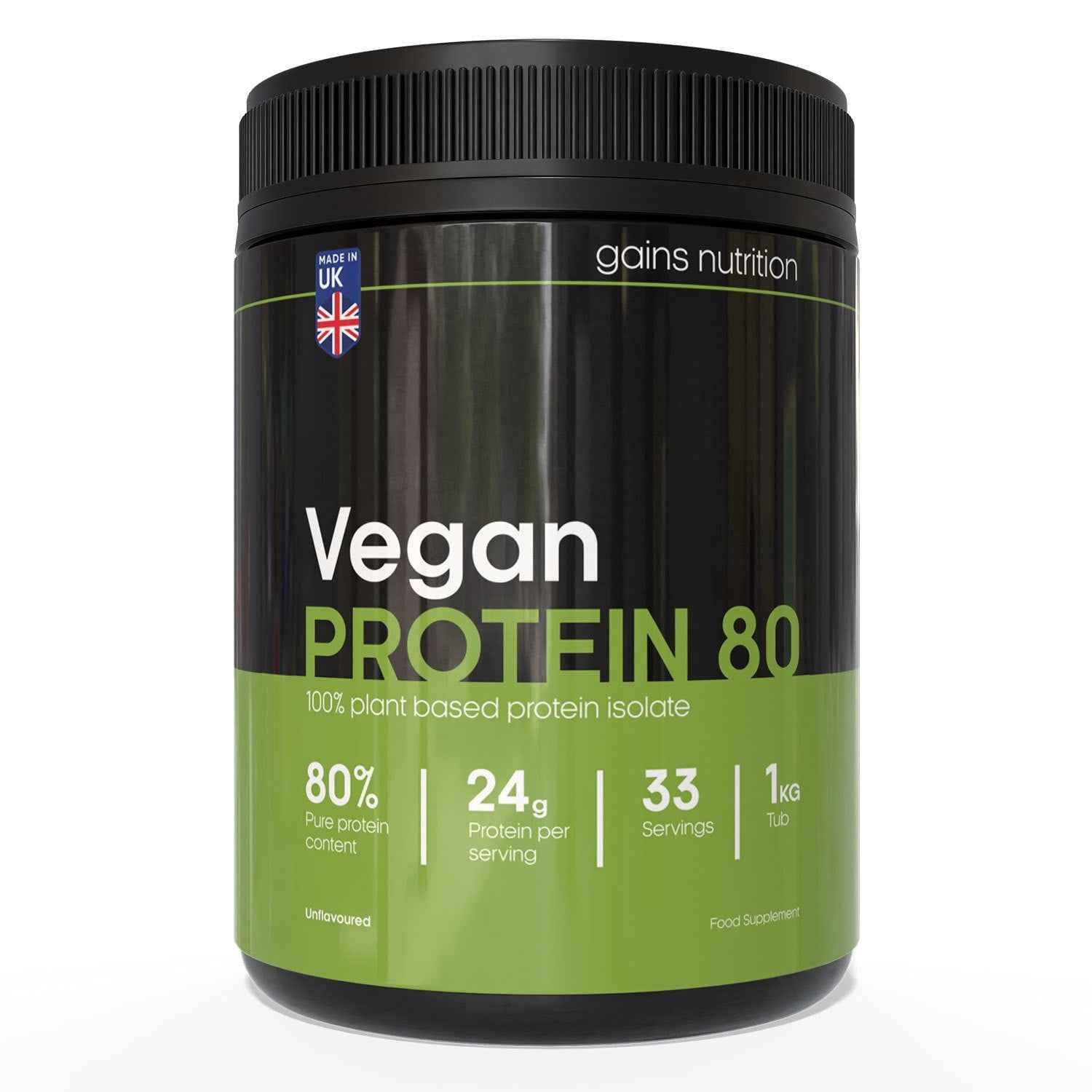 Vegan Protein 80 Pea Protein Powder | Plant Based Protein-Powder | 24g Protein per Serving | Pea-Protein Isolate | Unsweetened