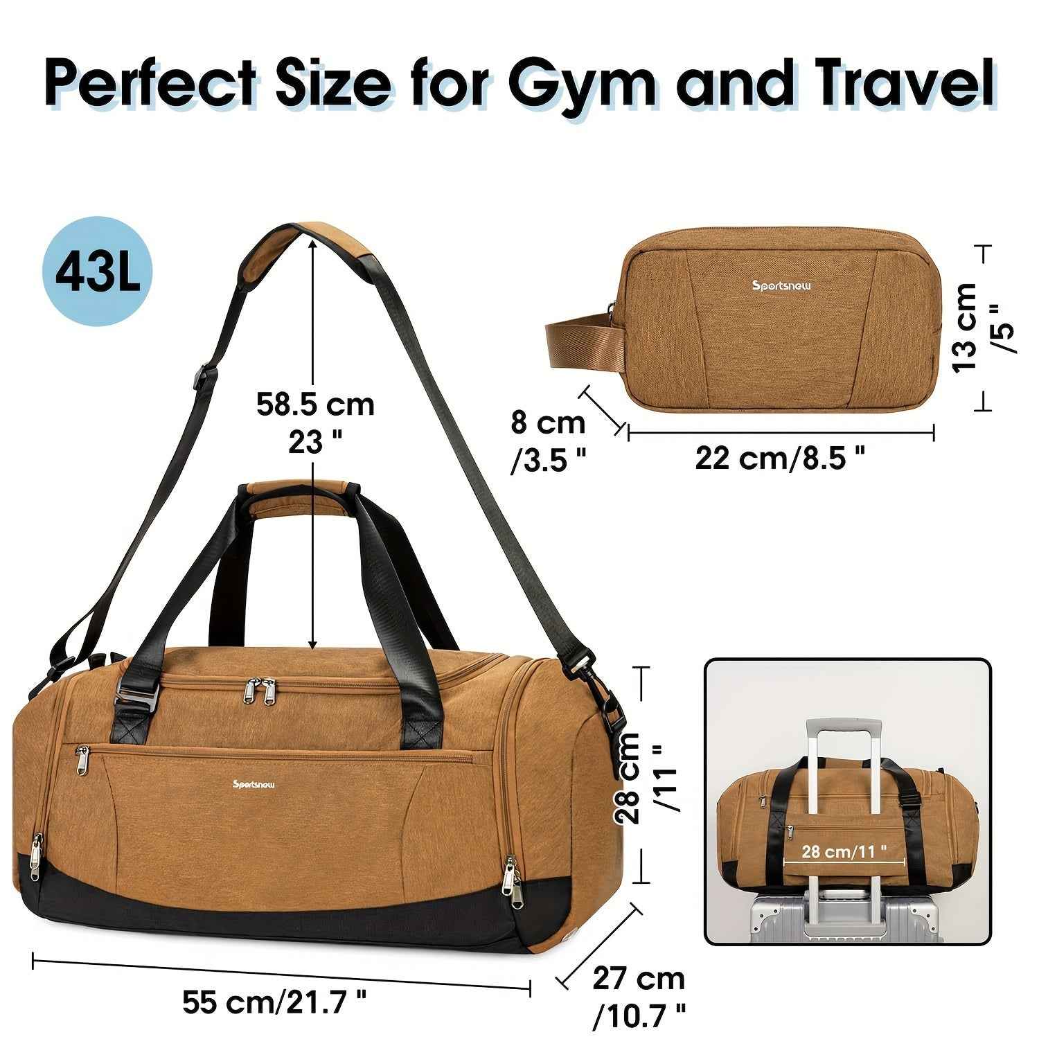 Sport Gym Bag With Toiletry Bag And Multiple Pockets Gym Duffle Bags With Shoe Compartment Father'S Day Gifts Travel Bag For Travel Weekender Overnight Backpack With Shoulder Strap For Women And Men Christmas Gifts