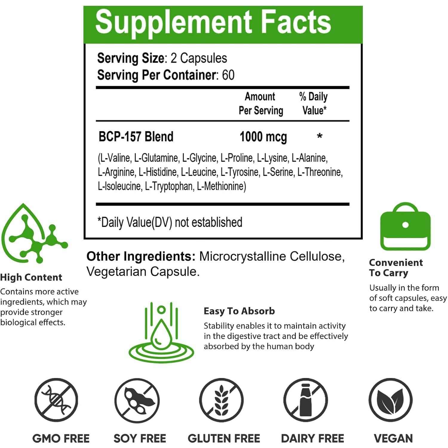 B-PC 157 Peptide Capsules, New Protective Compound B-pc-157 1000mg,Non-GMO, Gluten-Free-120capsules