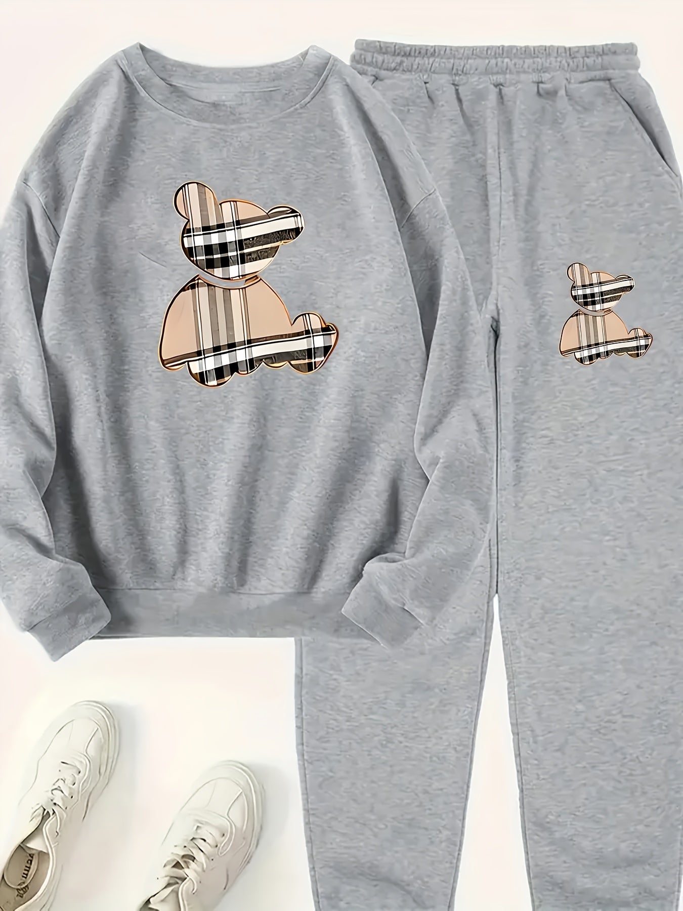 Cozy Geometric FleeceLined Womens Sportswear Set - IRON GODDESS