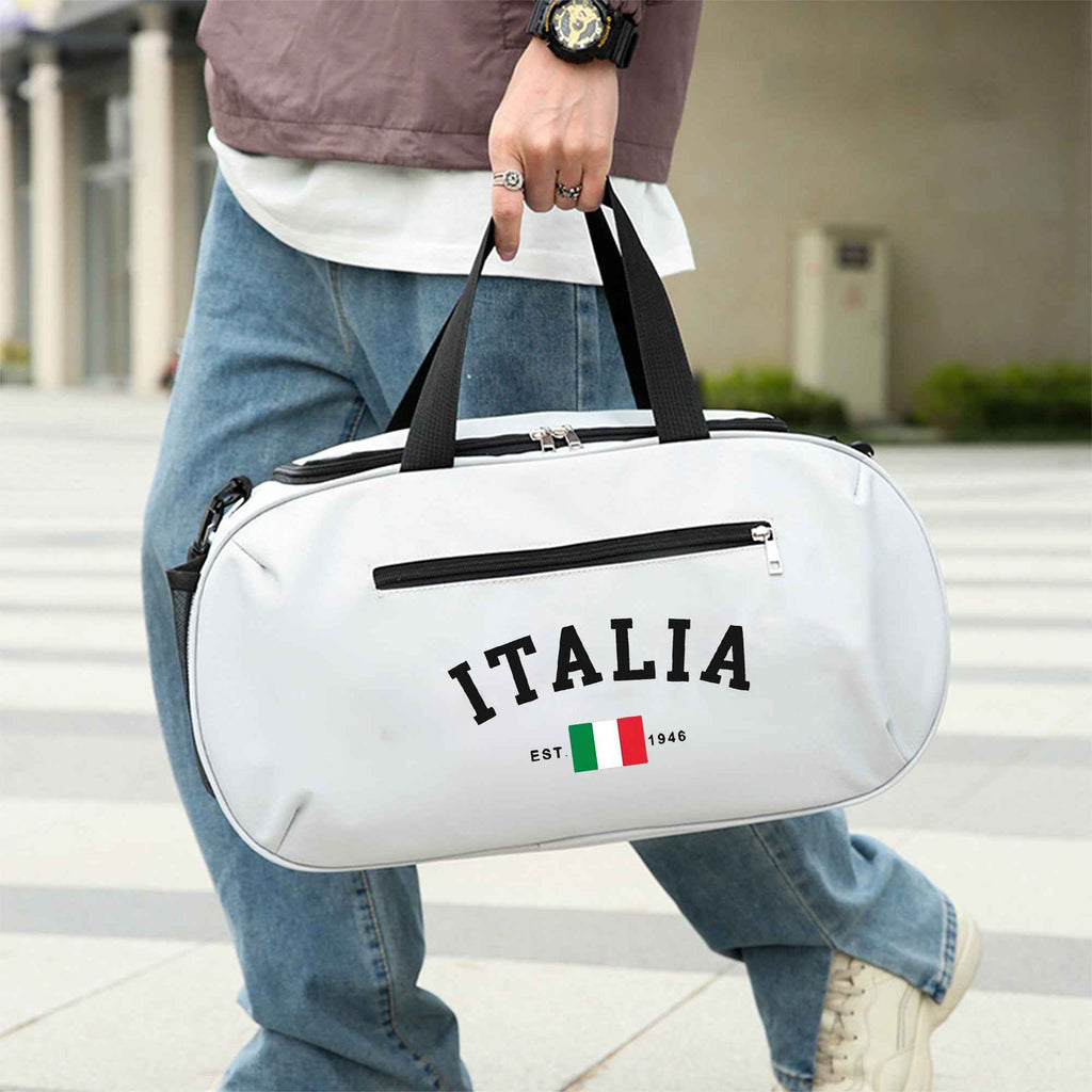 [Large-Capacity Travel Duffel] Italia Pattern Large-Capacity Travel Duffel Bag - Lightweight Zipper Gym & Yoga Bag With Italian Flag Design, Durable Polyester Lining, Double Handles For College, Vacation, Outdoor Activities, Gym Bag, Vacation Essentials,