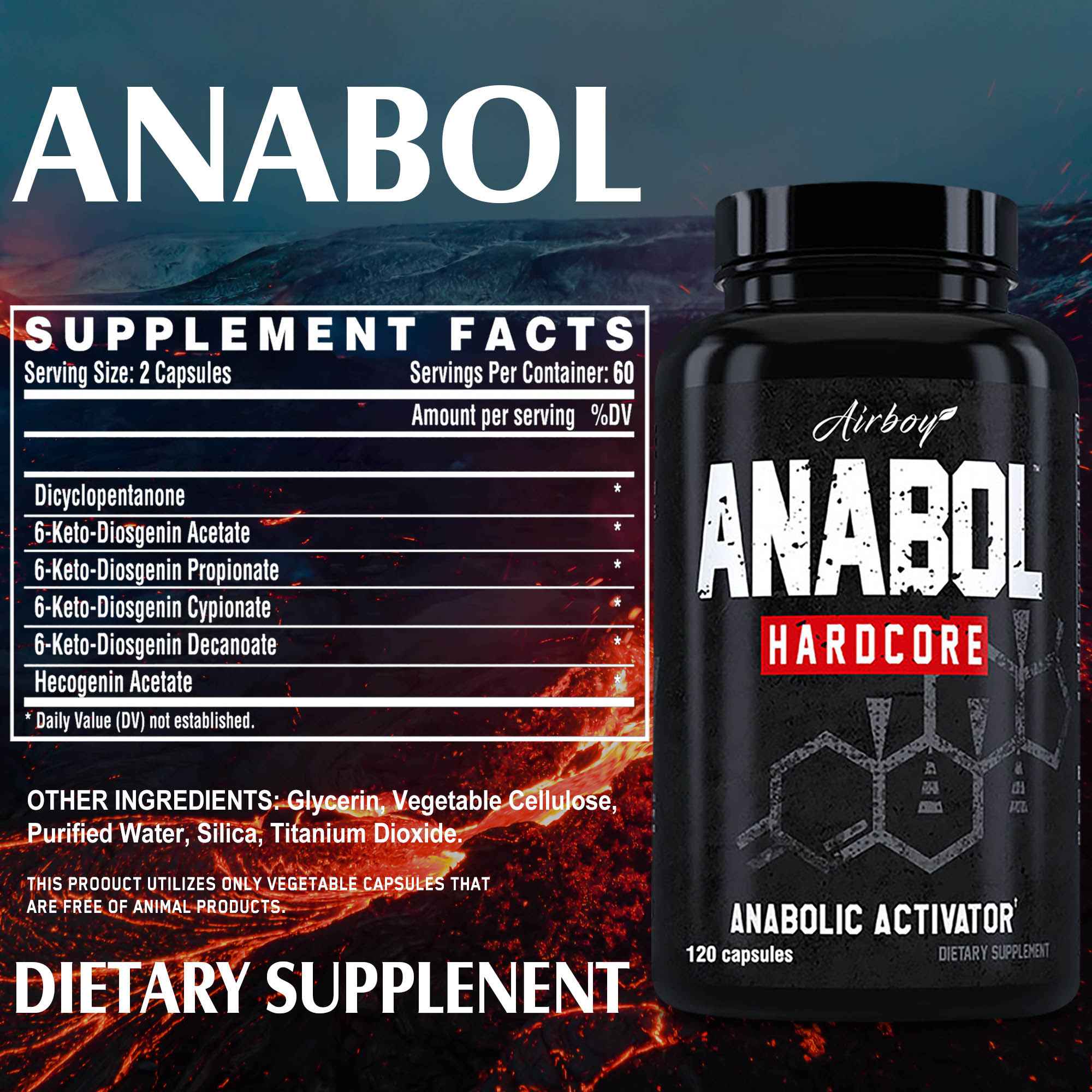 120 Capsules Pre-Workout Strength Training Supplement - Muscle Gainer with Anabolic Activator Formula, Creatine & BCAA for Enhanced Muscle Mass, Endurance & - Gluten-Free, Dairy-Free, Allergen-Free, 2-Year Shelf Life - Gym & Workout Performance Enhancer,