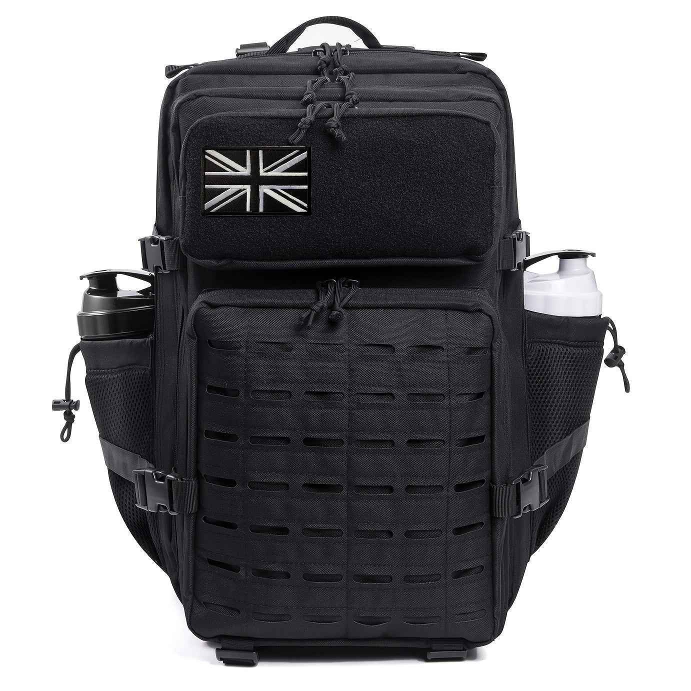 45L Large 3 Day Bug Out Bag Gym Rucksack With Bottle Holder Medical Rucksack Go Bag Black Hiking Tactical Backpack Outdoor Backpacks For Men Crossfit CCW Laser Cut Molle Daypack