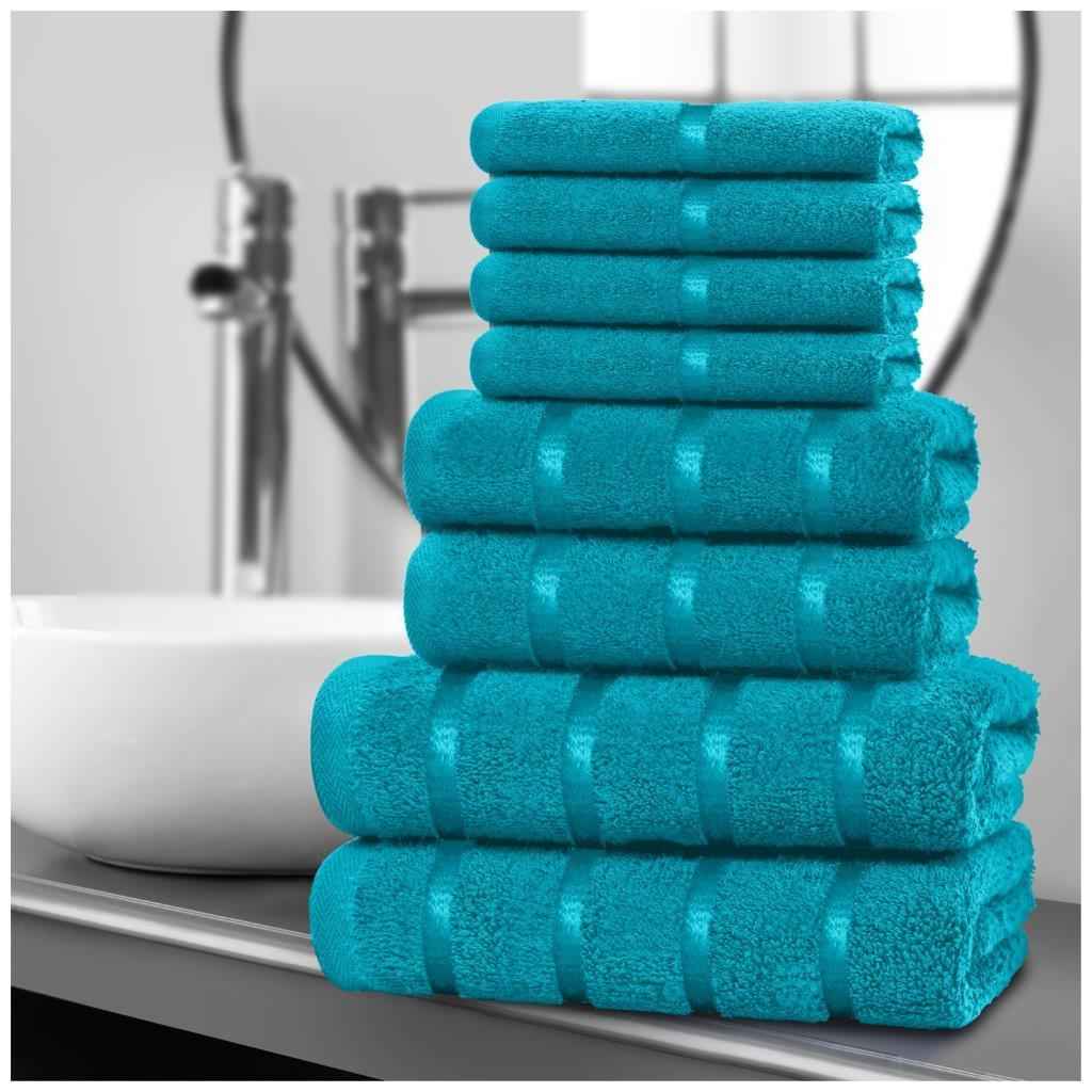 8pcs Egyptian Cotton Towel Set | Quick-Drying & Highly Absorbent | Includes 4 Face, 2 Hand, 2 Bath Towels | Sophisticated Boston Design | 15 Elegant Colours | Machine Washable