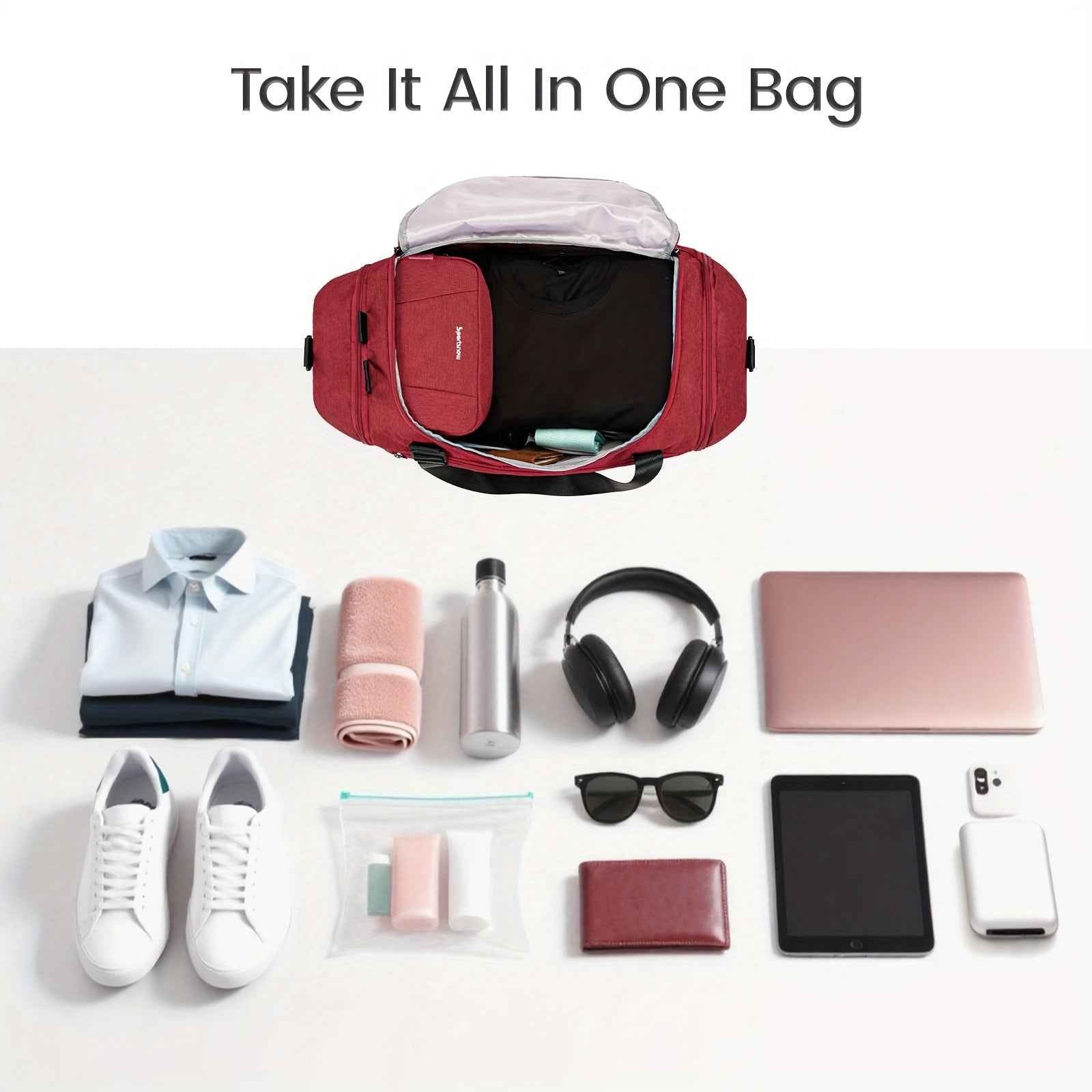 Portable Gym Travel Tote Bag Large Capacity Multi-functional Layered Design Essential for Fitness And Business Trips Unisex Thickened And Material Independent Shoe Compartment Side Pockets Foldable Portable Business And Casual Tote Bag Christmas Gift