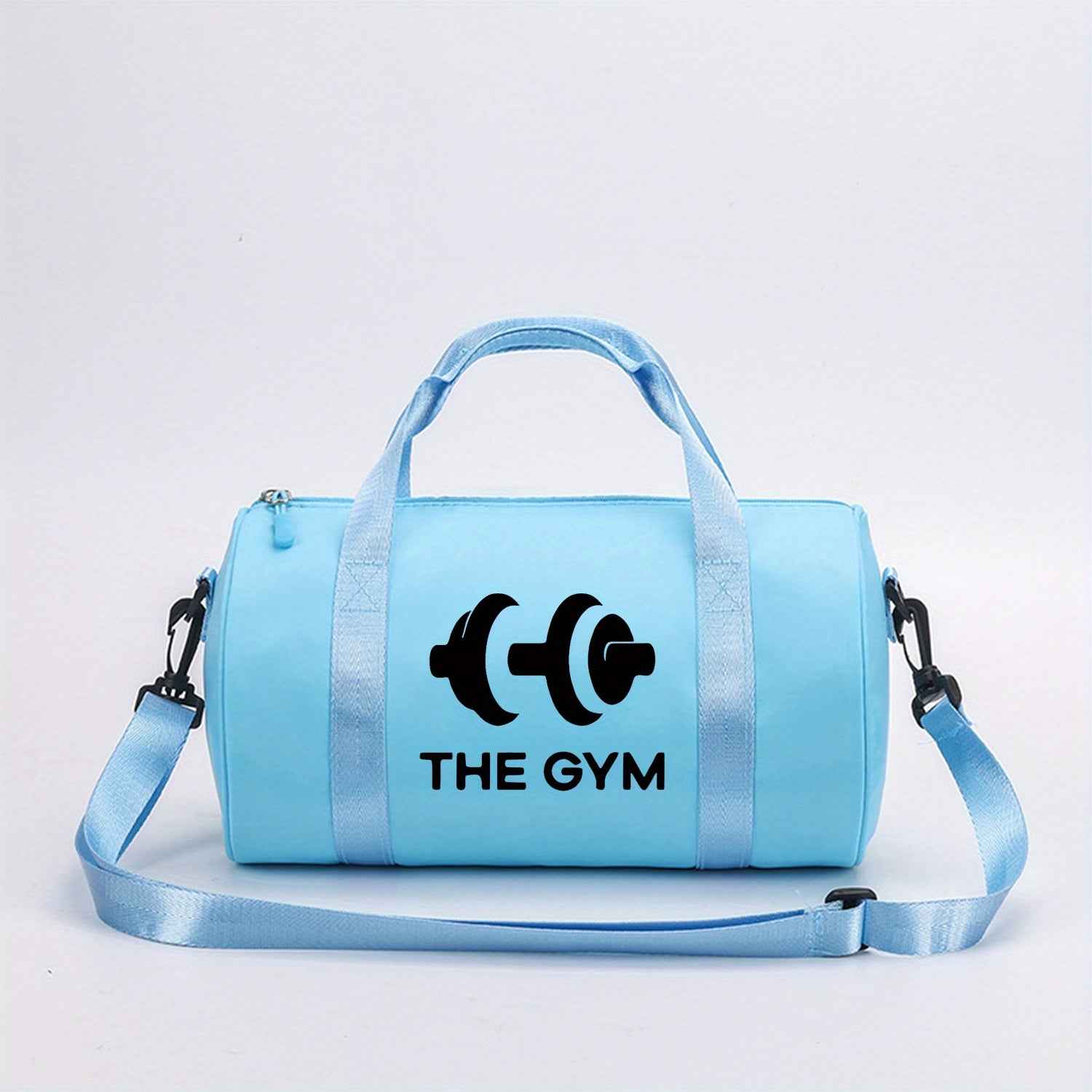 1pc 'THE GYM' Dumbbel Print Messenger Bag - Pink & Black Gym Bag with Zipper Closure, Double Handles, Lightweight & Durable for Yoga, Dance, Travel, Daily Commute - Perfect Gift for Fitness Enthusiasts, Gym Bag, Yoga Accessory, Sporty Design, Sturdy Const