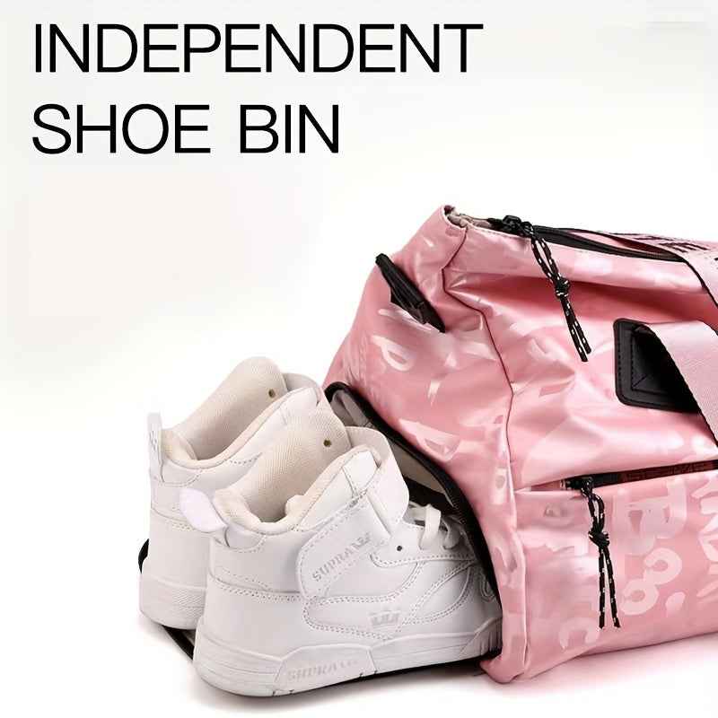 1pc Letter Independent Shoe Storage Travel Bag, Multifunctional Large Capacity for Outdoor Use, Wear-Resistant And Lightweight, with Dry And Wet Separation, Can Be Carried by Hand Or Worn on The Shoulder.