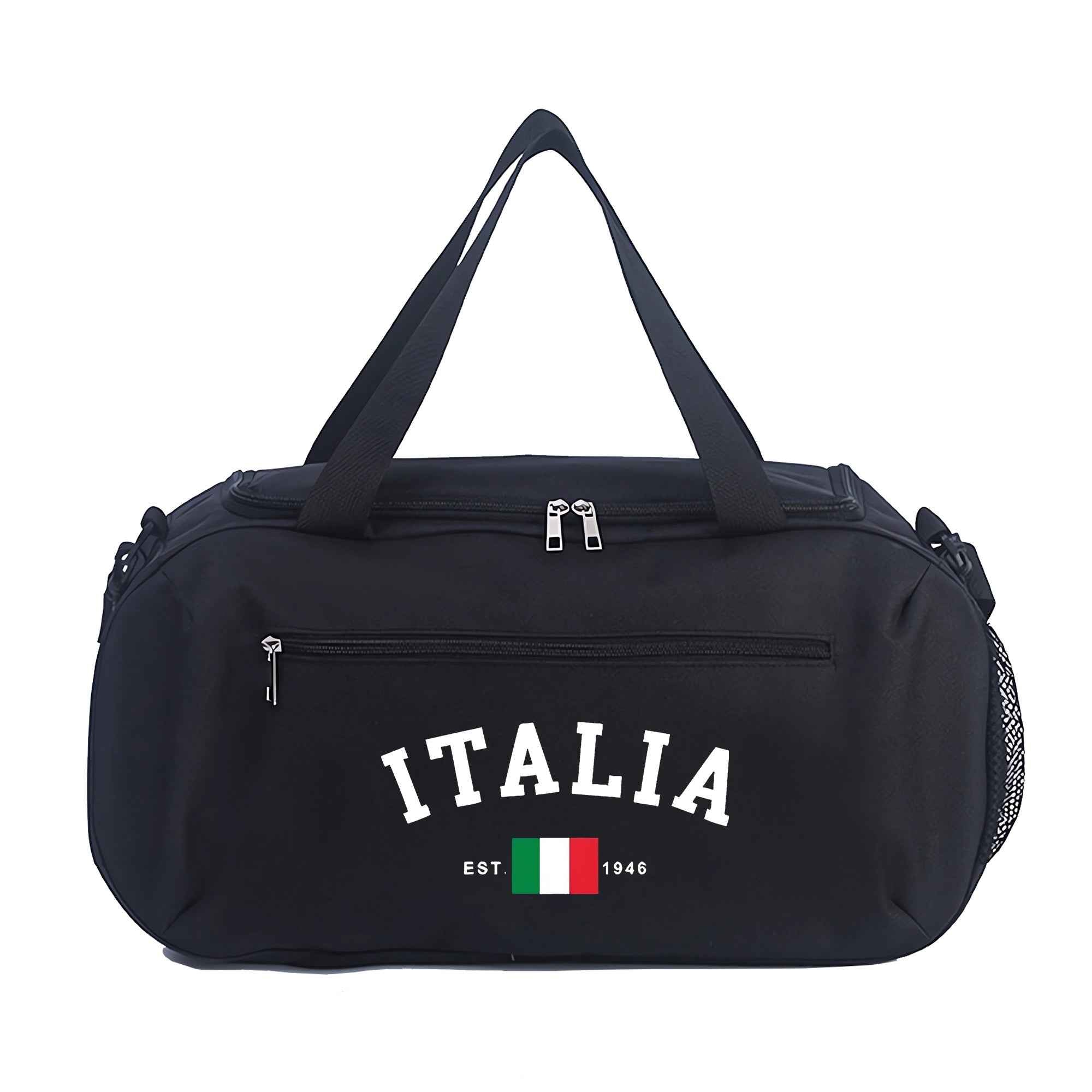 [Large-Capacity Travel Duffel] Italia Pattern Large-Capacity Travel Duffel Bag - Lightweight Zipper Gym & Yoga Bag With Italian Flag Design, Durable Polyester Lining, Double Handles For College, Vacation, Outdoor Activities, Gym Bag, Vacation Essentials,