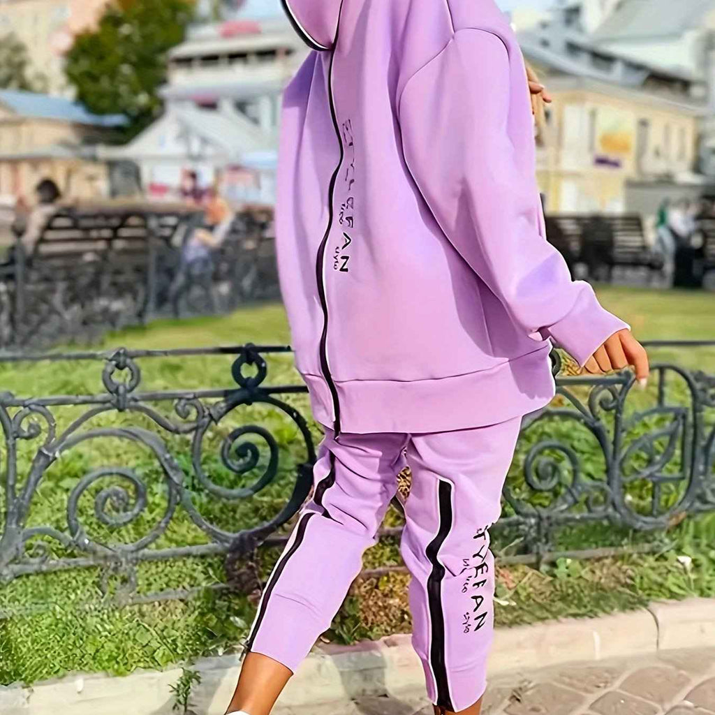 2pcs Set Fashionable Women'S Zip-up Hoodie And Sweatpants Set- Stylish, Comfortable Streetwear For Fall And Winter- Modern, Warm, Versatile Two-piece Outfit With A Cozy Hoodie And Elastic Waistband Pants