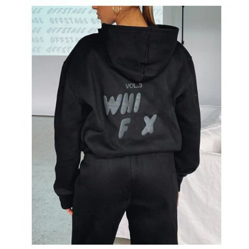 2025 New Style Letter Logo Insulated Sweatshirt and Pants for Ladies' Casual s Head Cover with Hood, Cold Weather Clothing, Casual Wear, Hooded Sweatshirt, Trendy Casual, Comfortable Fabric, Durable Stitching, Ladies' Sweatsuit, Unisex Hoodie, Winter Ward - IRON GODDESS