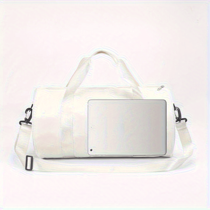 1pc MILANO Print Shoulder Crossbody Duffel Bag - High-Capacity Lightweight Foldable Nylon Gym Bag with Adjustable Strap, 4 Colors (Black/White/Blue/Gray) for Ballet Dancers, Travel, Daily Commute & Athleisure, Dance Accessory Carrier, Durable Zipper Closu