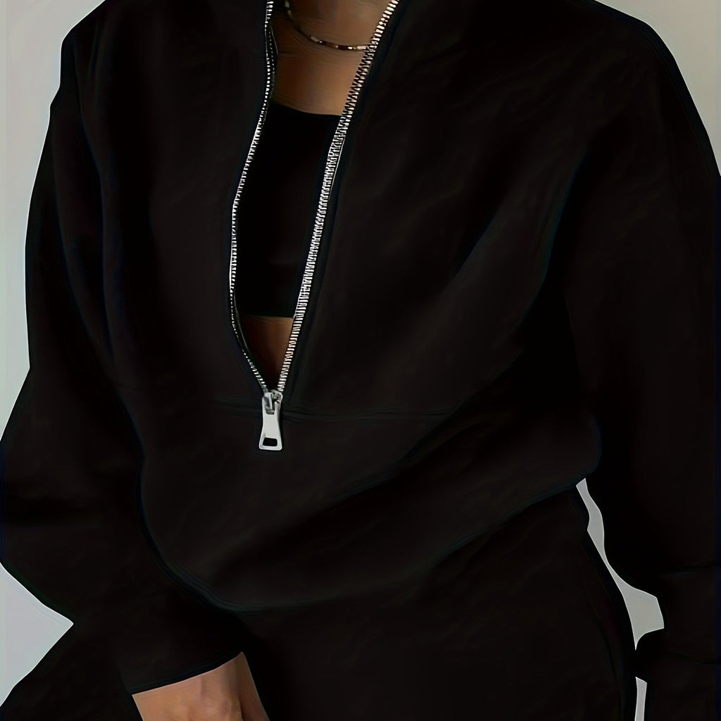 Womens Long Sleeve Zip Sweatshirt  Pants Set - IRON GODDESS