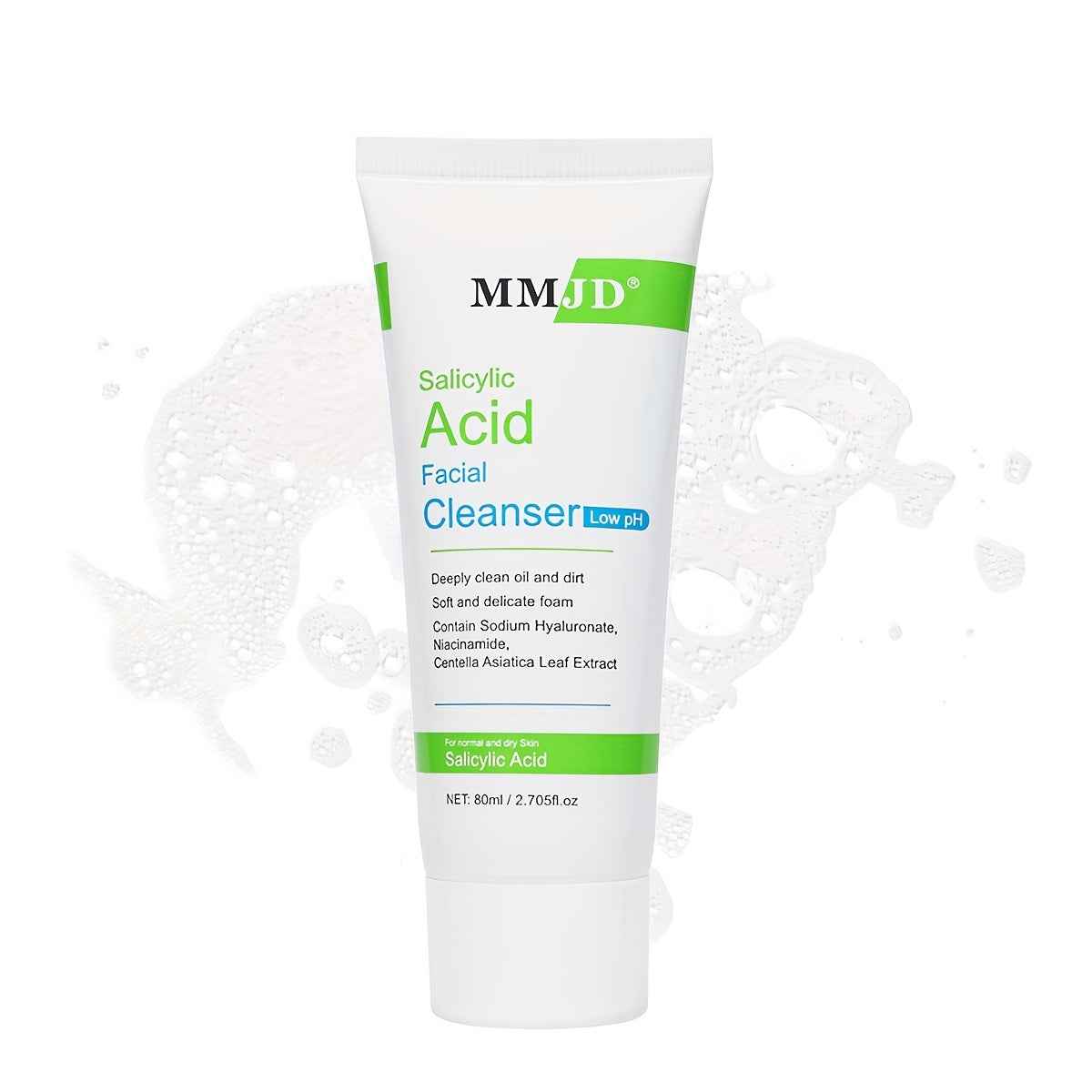 [Deep Cleansing Cleanser] MMJD Salicylic Acid Deep Cleansing Cleanser - 1pc 80ml/2.705fl.oz | Cleansing & Hydrating Foam Cleanser, Glycerol & Salicylic Acid, Makeup Removal, Face Wash, Skincare Routine, Unisex for All Light Beige Types, Fresh Scent, Sleek