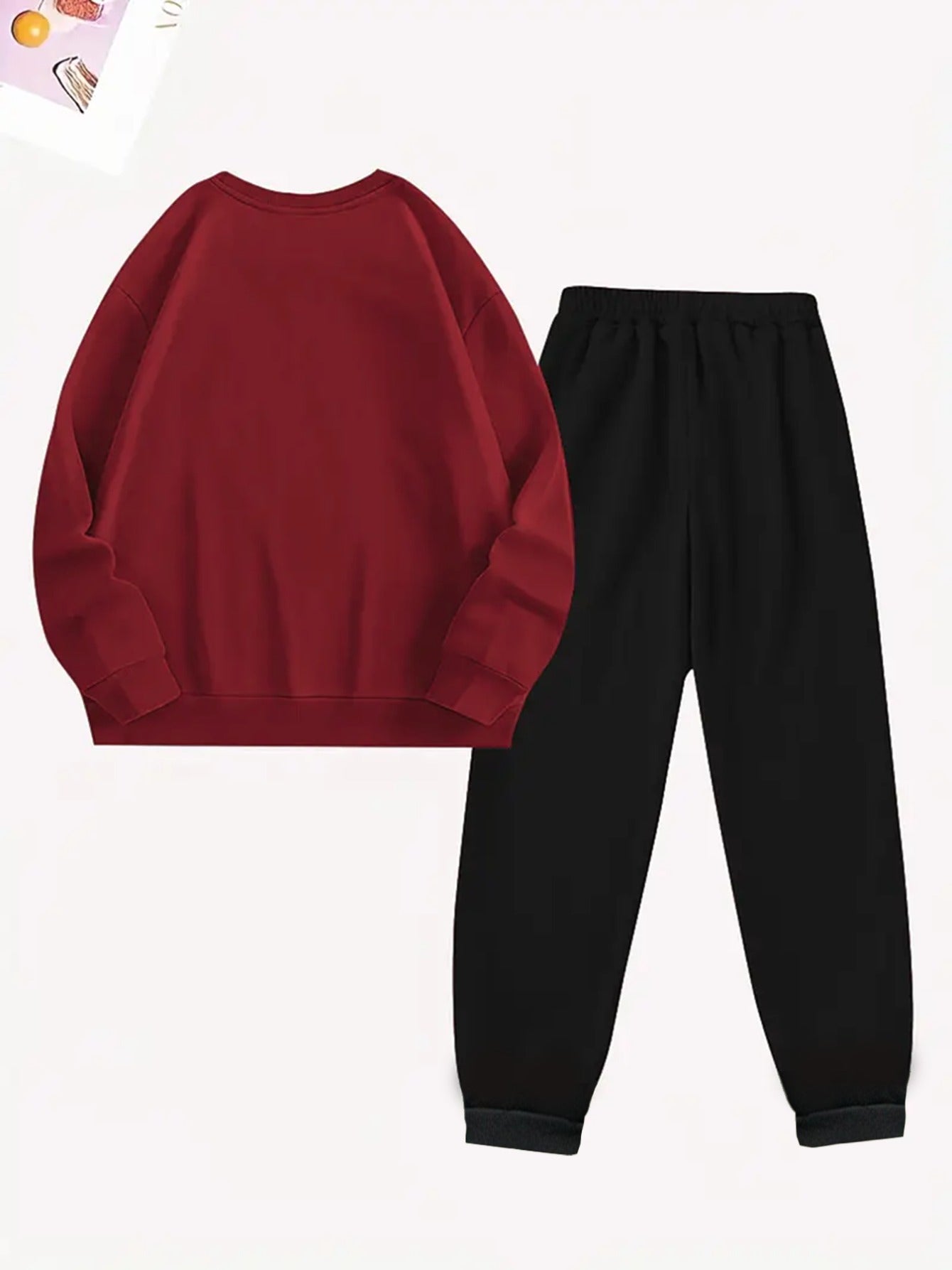 2pcs Women'S Y2K Style Oversized Sweatshirt & Pants Set - Light Blue "GUESS" Print, Long Sleeve Crew Neck, Fleece-Lined, Casual Winter Outfit, All-Season Comfort, Casual Winter Wear | Oversized Sweatshirt | Fleece Lined Pants - IRON GODDESS