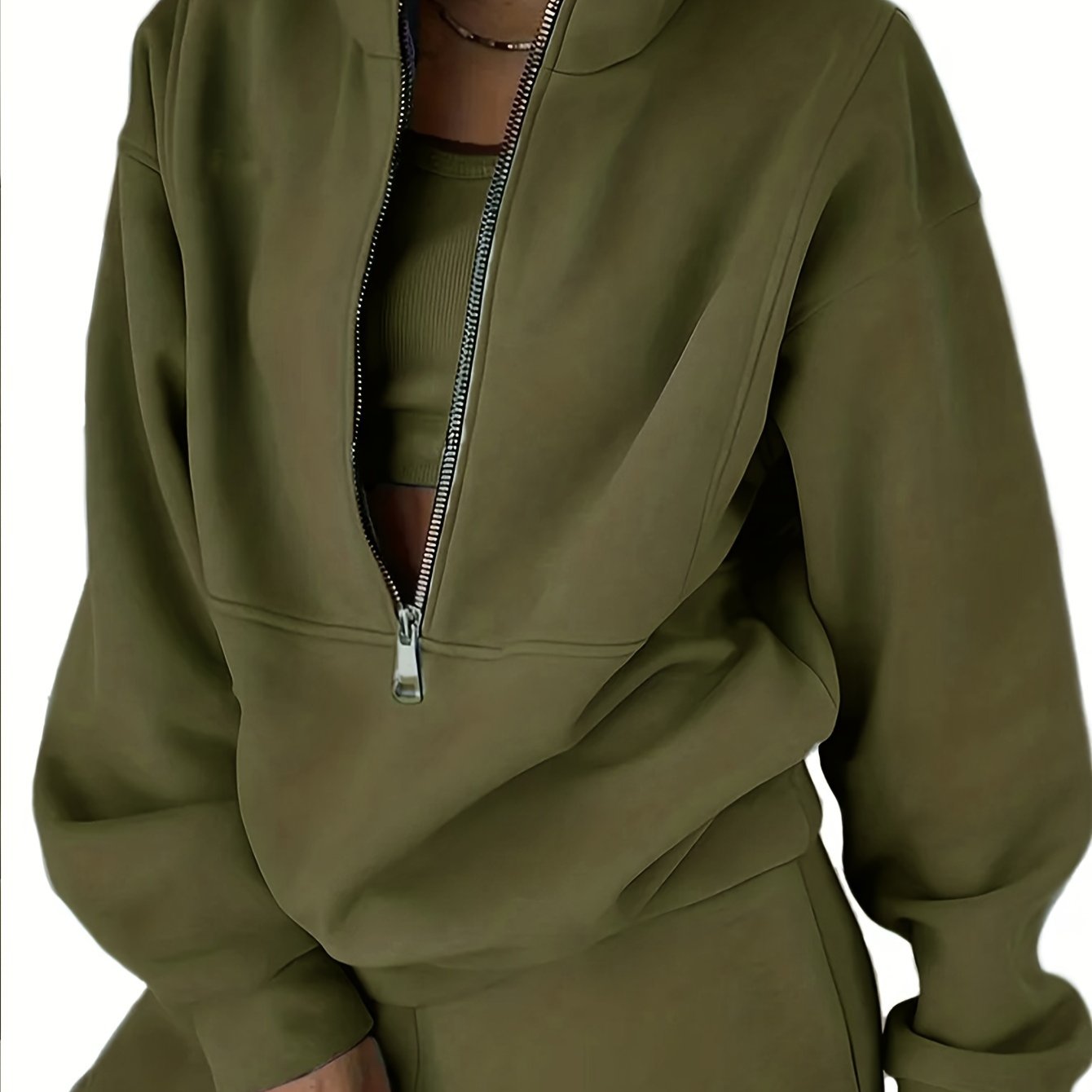 Womens Long Sleeve Zip Sweatshirt  Pants Set - IRON GODDESS