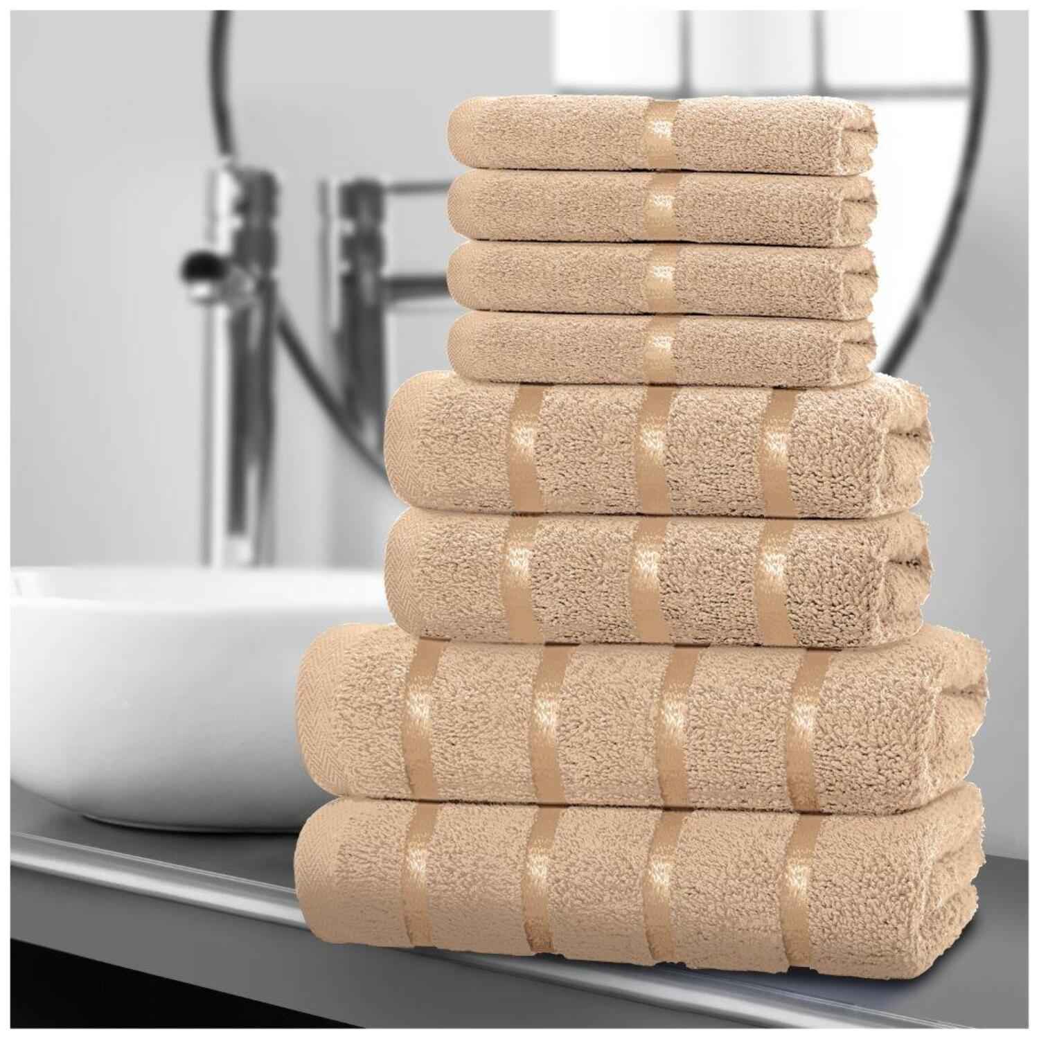 8pcs Egyptian Cotton Towel Set | Quick-Drying & Highly Absorbent | Includes 4 Face, 2 Hand, 2 Bath Towels | Sophisticated Boston Design | 15 Elegant Colours | Machine Washable