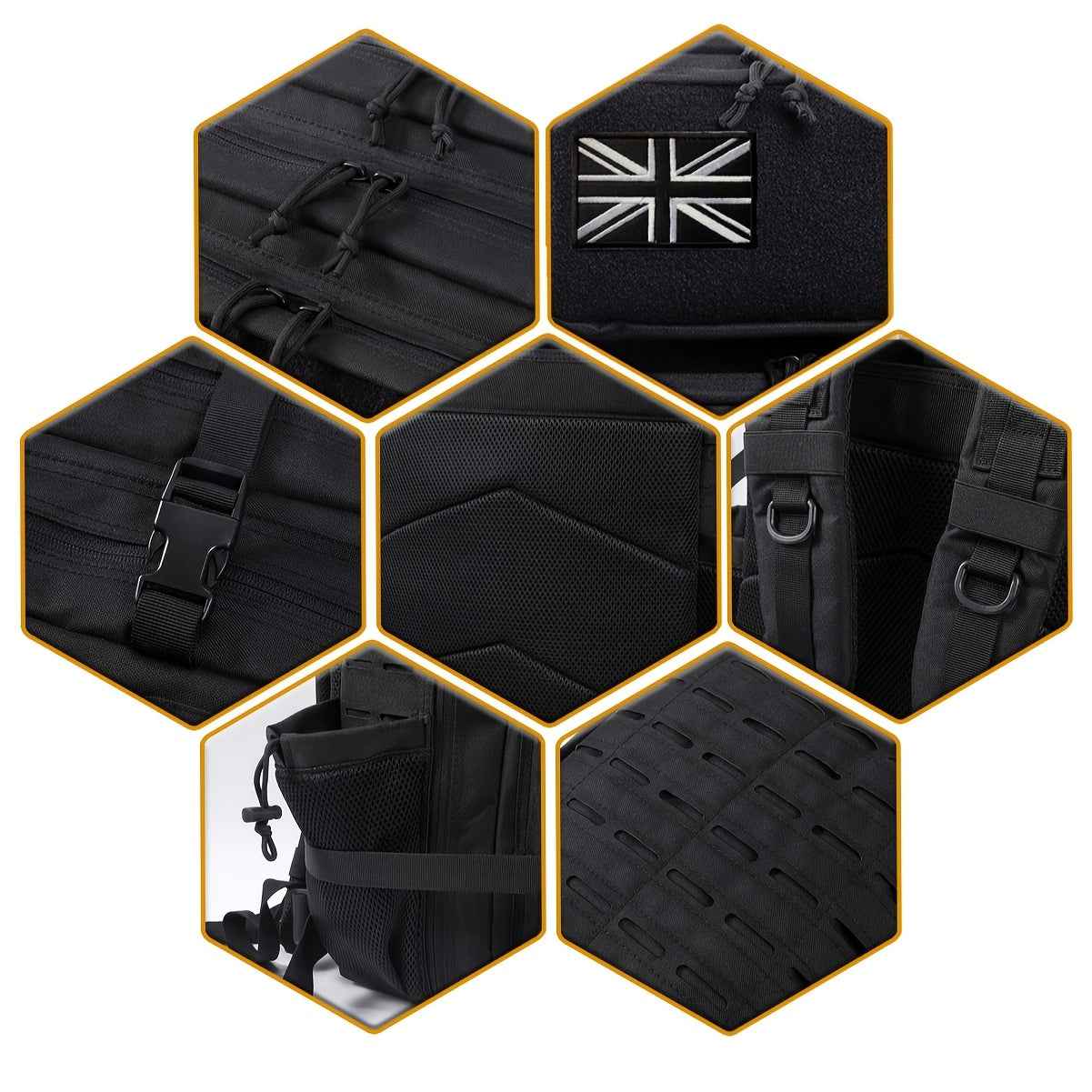 45L Large 3 Day Bug Out Bag Gym Rucksack With Bottle Holder Medical Rucksack Go Bag Black Hiking Tactical Backpack Outdoor Backpacks For Men Crossfit CCW Laser Cut Molle Daypack