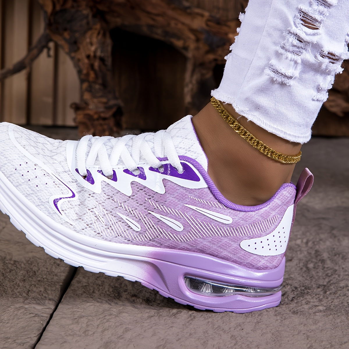 Lightweight Cushioned NonSlip PinkWhite Running Sneakers - IRON GODDESS