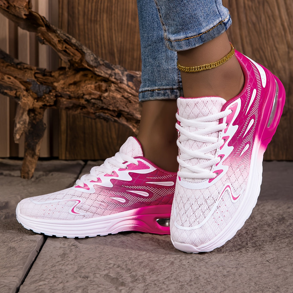 Lightweight Cushioned NonSlip PinkWhite Running Sneakers - IRON GODDESS