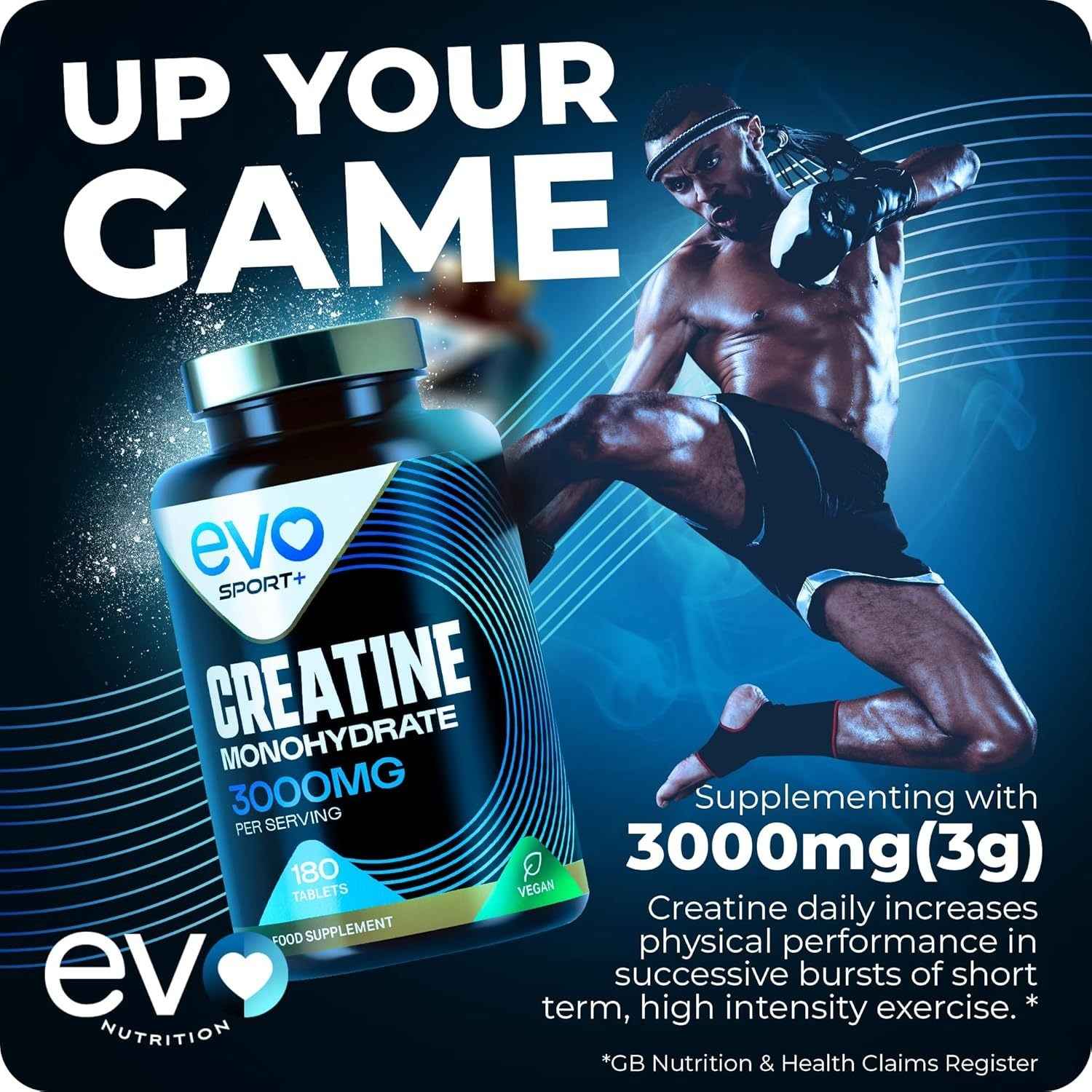 Creatine Monohydrate Tablets 3000mg - 180 Creatine Tablets | Unflavoured Gym Supplement & Powder Alternative for Men & Women | Muscle Mass & Exercise Recovery | Vegan, Keto & Made in UK