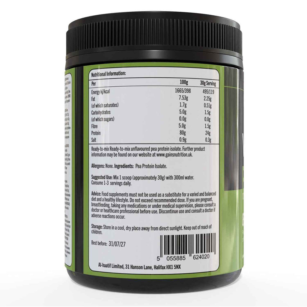 Vegan Protein 80 Pea Protein Powder | Plant Based Protein-Powder | 24g Protein per Serving | Pea-Protein Isolate | Unsweetened