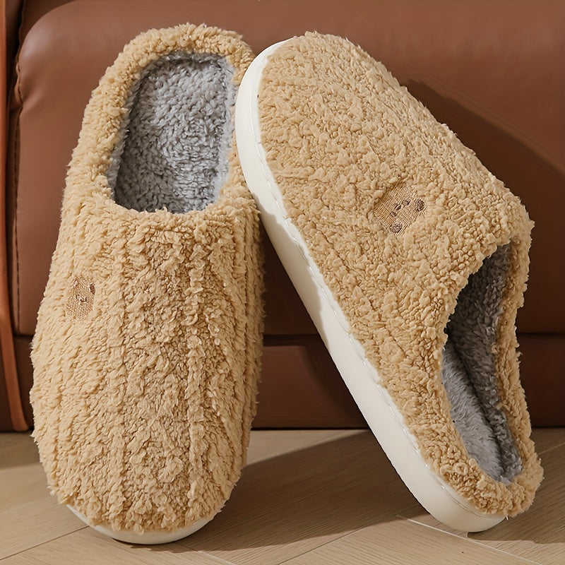 Couples Cozy Bear Fleece Slippers Soft Plush IndoorOutdoor Comfort - IRON GODDESS