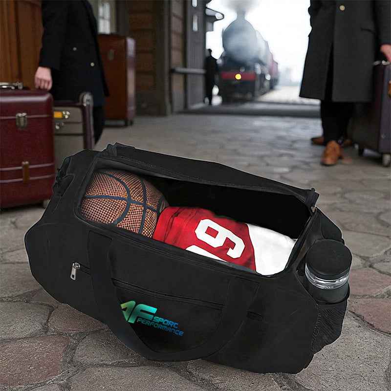 1pc 4F SPORT PERFORMANCE Large Capacity Gym Bag - Heavy-Duty Sports Duffel with Zippered Compartments, Spacious Travel Luggage for Men & Women, Gym, Beach, Business Trips - Durable Polyester Carry-On Bag, Gym Bag, Beach Carryall, Sporty Design, Sturdy Han