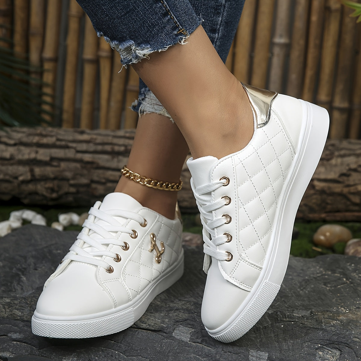 Classic Comfort White Running Sneakers for Her - IRON GODDESS