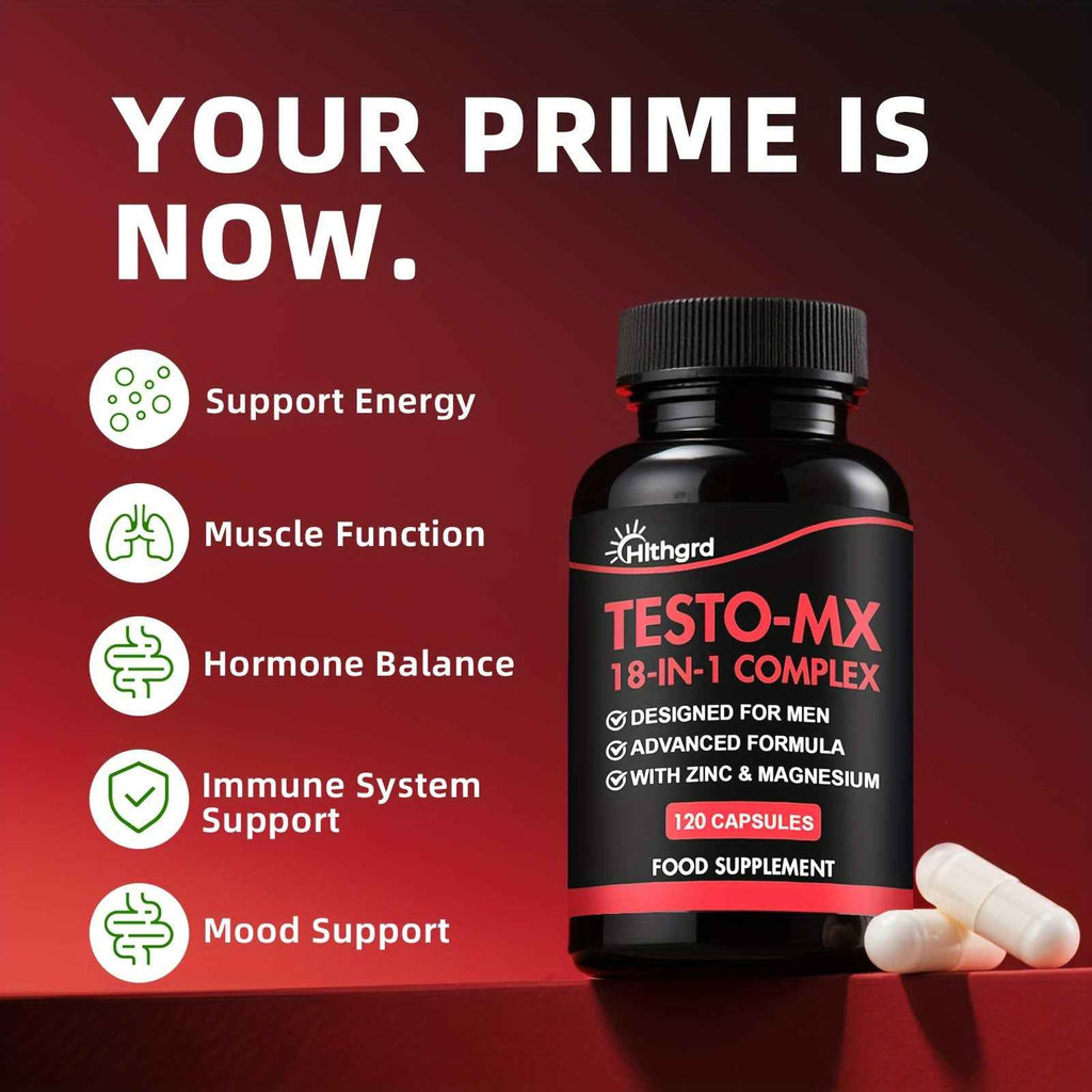 18in 1 Testosterone Supplements for Men Women Booster, with Magnesium Vitamin D B12 B6, Shilajit Zinc Fenugreek Rhodiola Rosea Boron Selenium Black Maca Support Energy, Muscle Function, Immune System, Strength Hlthgrd 120 Capsules