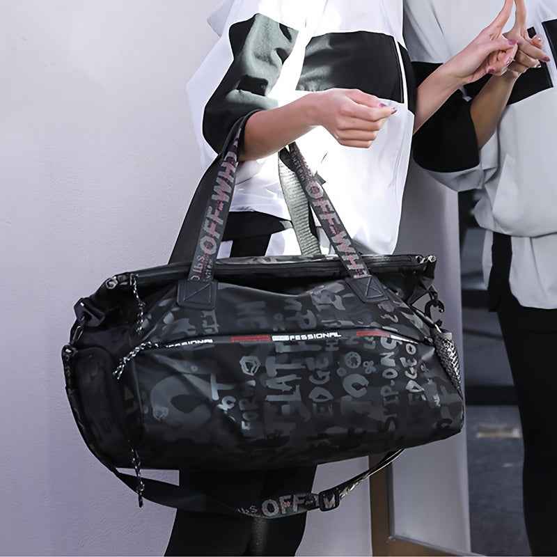 1pc Letter Independent Shoe Storage Travel Bag, Multifunctional Large Capacity for Outdoor Use, Wear-Resistant And Lightweight, with Dry And Wet Separation, Can Be Carried by Hand Or Worn on The Shoulder.