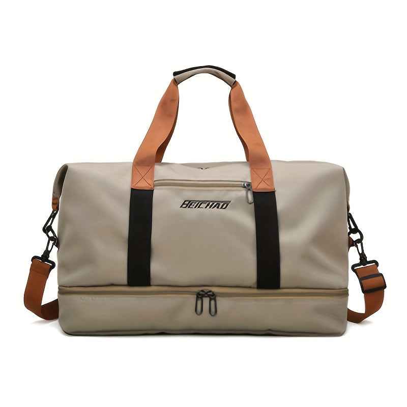 Hongyan Large Capacity Fitness Gym Bag with Dry/Wet Separation Compartments, Durable Oxford Fabric Workout Travel Bag, Adjustable Shoulder Straps & Multiple Pockets, 18.1" Height, 9.8" Width, 7 Colors (Military Green/Khaki/Gray/Purple/Red/Blue/Black), Wor