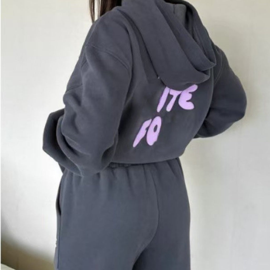 2025 New Style Letter Logo Insulated Sweatshirt and Pants for Ladies' Casual s Head Cover with Hood, Cold Weather Clothing, Casual Wear, Hooded Sweatshirt, Trendy Casual, Comfortable Fabric, Durable Stitching, Ladies' Sweatsuit, Unisex Hoodie, Winter Ward - IRON GODDESS