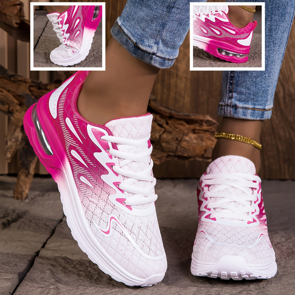 Lightweight Cushioned NonSlip PinkWhite Running Sneakers - IRON GODDESS