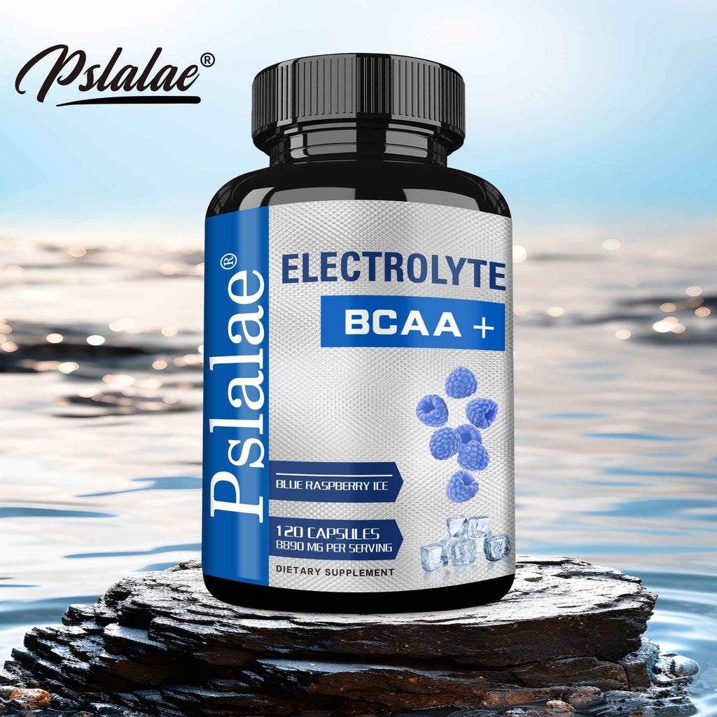 120 Capsules BCAA Supplement with Electrolytes - & Growth Support, Post-Workout Performance Enhancer, Brain Function & Booster, Gluten-Free & Dairy-Free, Blueberry Flavor, BCAA (Branched-Chain Amino Acids) for Gym, Athletic Training & Daily Use