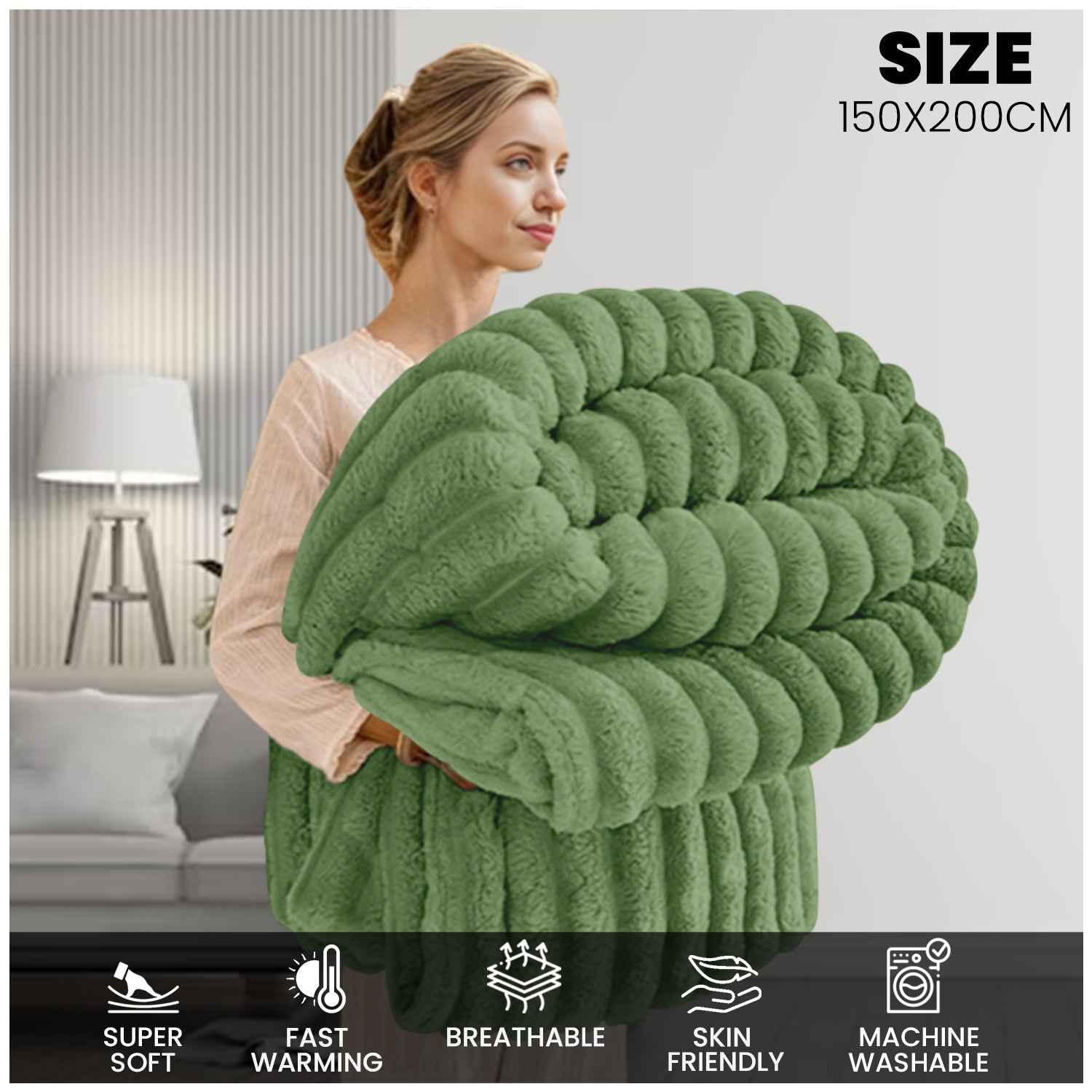 GC GAVENO CAVAILIA Luxury Ribbed Throw Blanket, Ultra-Soft and Cosy Plush Fleece, Lightweight Decorative Sofa Bed Cover, Perfect for All Seasons, Size 150x200cm, Premium Quality Polyester, Stylish Design for Home Comfort | Fast Dispatch from Local Warehou