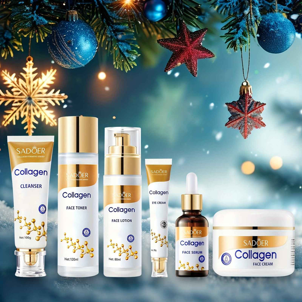 Collagen Facial Skin Care Set 6-In-1 Skin Care Gift Set, Facial Cleanser, Face Serum, Face Cream, Eye Cream, Toner & Lotion, Moisturizing, Ideal For Birthday & Self-Care Gifts