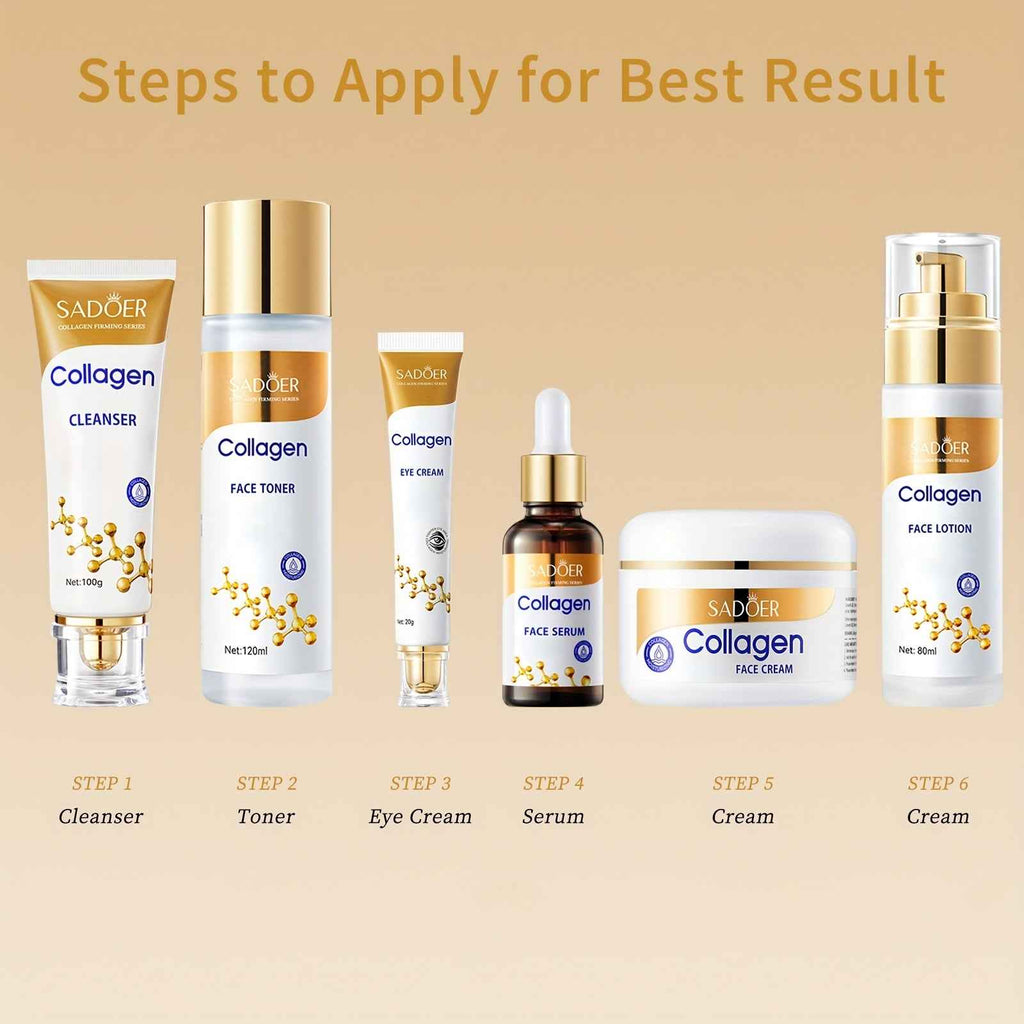 Collagen Facial Skin Care Set 6-In-1 Skin Care Gift Set, Facial Cleanser, Face Serum, Face Cream, Eye Cream, Toner & Lotion, Moisturizing, Ideal For Birthday & Self-Care Gifts