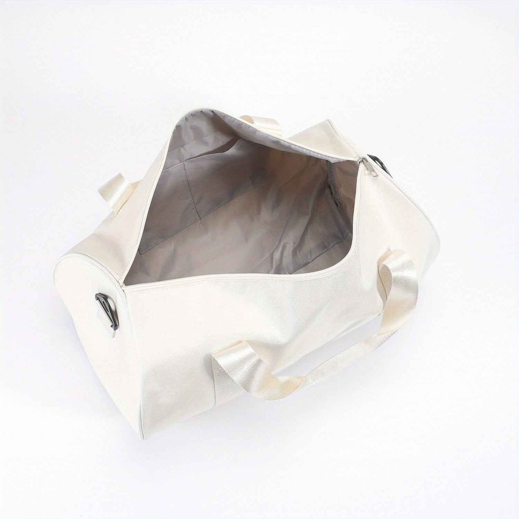 1pc MILANO Print Shoulder Crossbody Duffel Bag - High-Capacity Lightweight Foldable Nylon Gym Bag with Adjustable Strap, 4 Colors (Black/White/Blue/Gray) for Ballet Dancers, Travel, Daily Commute & Athleisure, Dance Accessory Carrier, Durable Zipper Closu