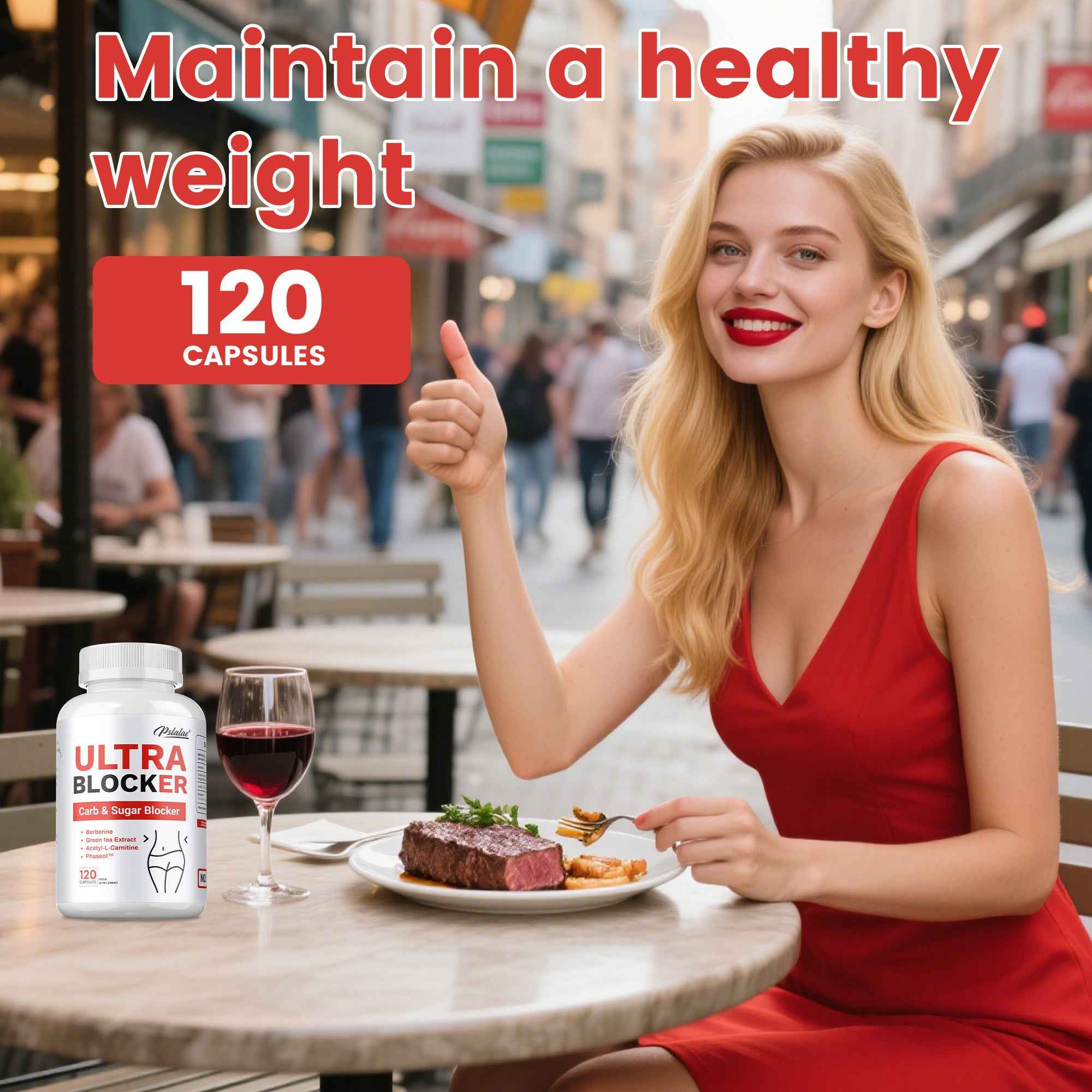 Ultra Blocker - Promotes Digestive, Prostate Health, Support Metabolism & Weight Loss, Appetite Suppressant - Premium Formula, Easy To Swallow - 120pcs