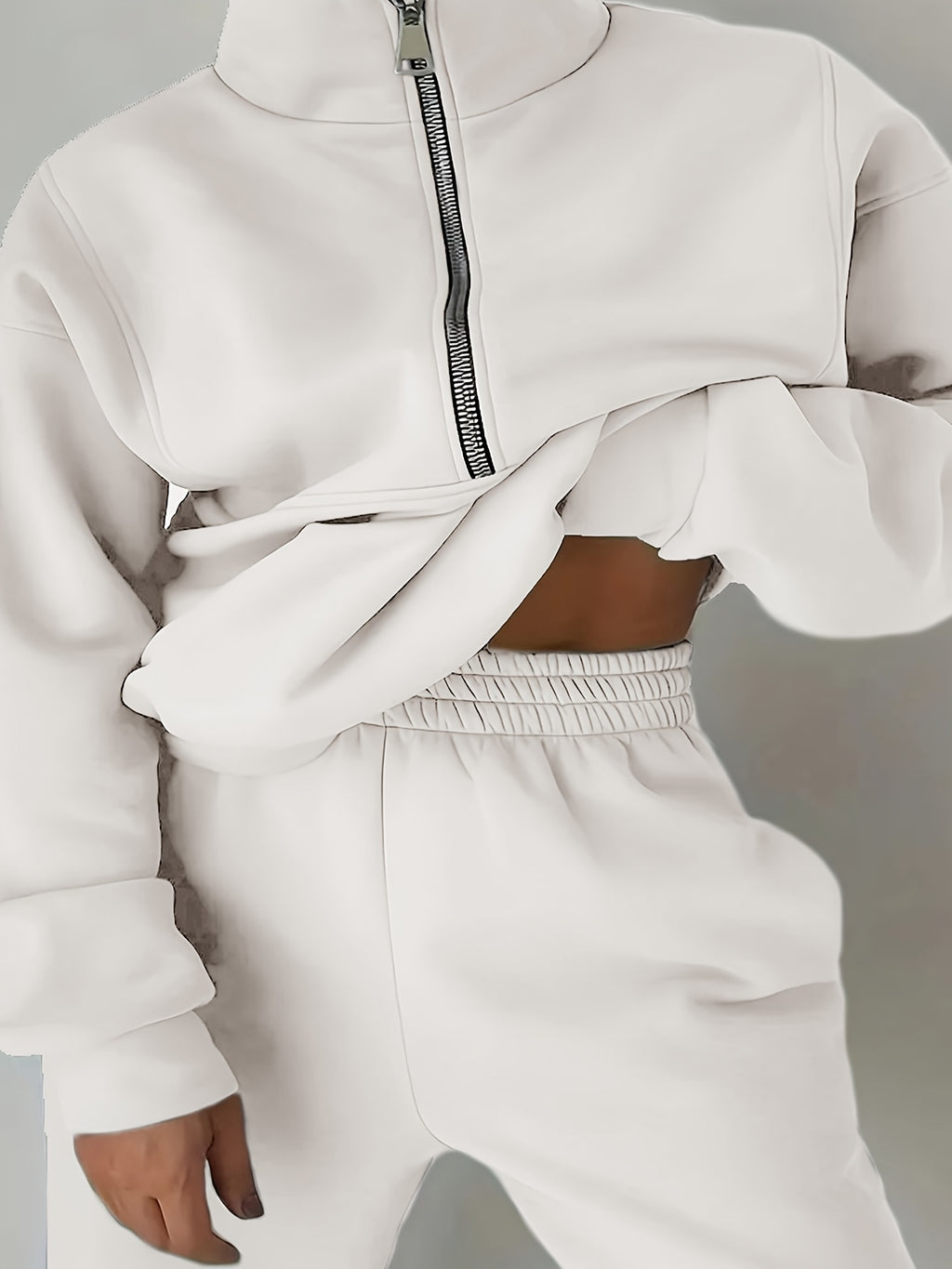 Womens Long Sleeve Zip Sweatshirt  Pants Set - IRON GODDESS