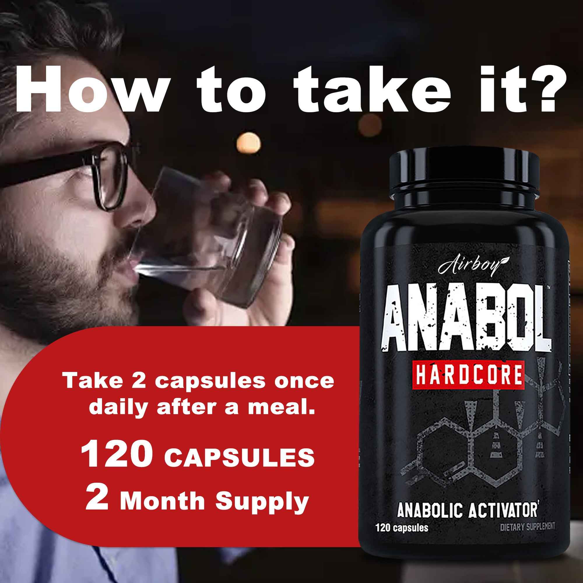 120 Capsules Pre-Workout Strength Training Supplement - Muscle Gainer with Anabolic Activator Formula, Creatine & BCAA for Enhanced Muscle Mass, Endurance & - Gluten-Free, Dairy-Free, Allergen-Free, 2-Year Shelf Life - Gym & Workout Performance Enhancer,