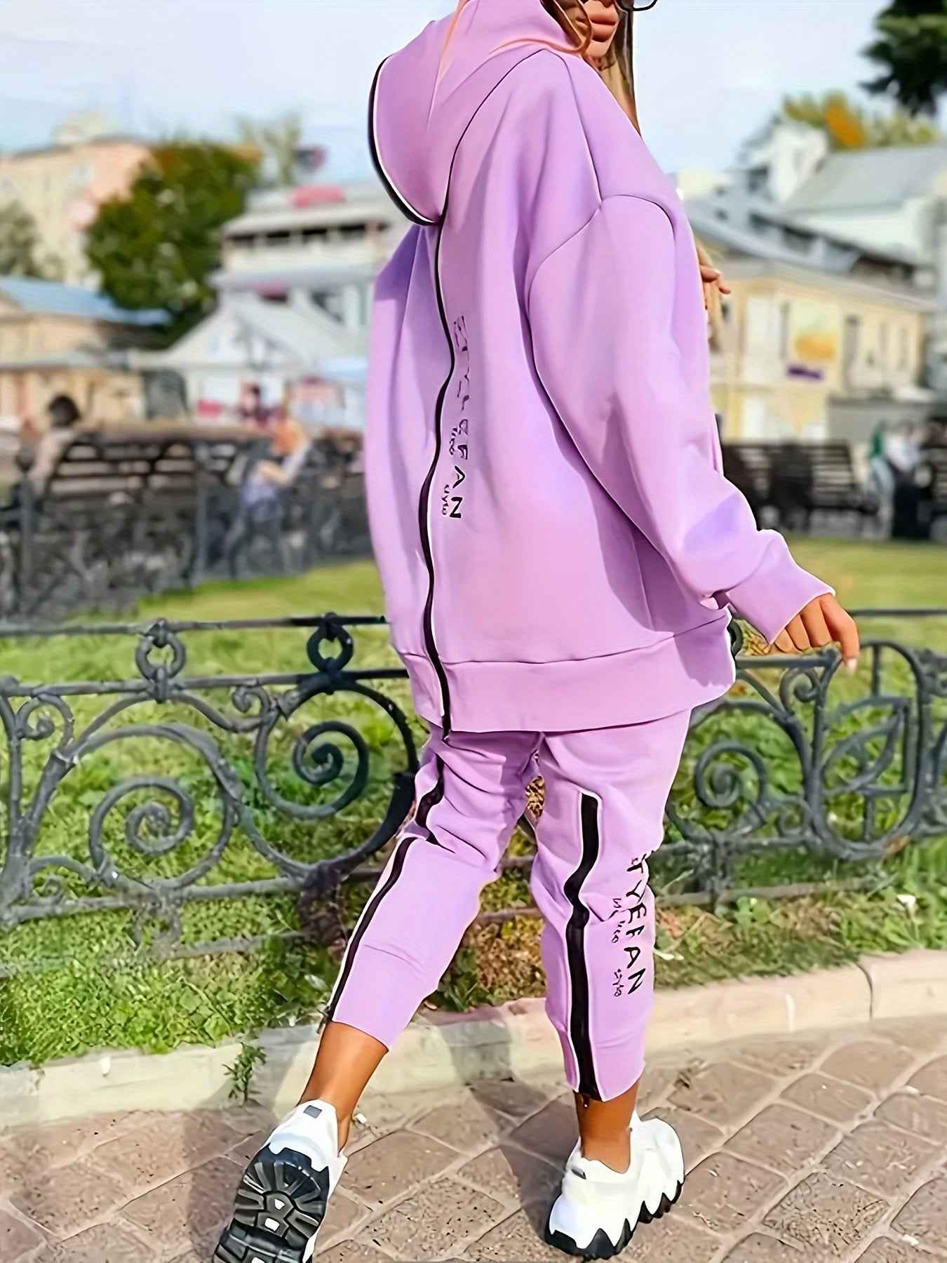 2pcs Set Fashionable Women'S Zip-up Hoodie And Sweatpants Set- Stylish, Comfortable Streetwear For Fall And Winter- Modern, Warm, Versatile Two-piece Outfit With A Cozy Hoodie And Elastic Waistband Pants