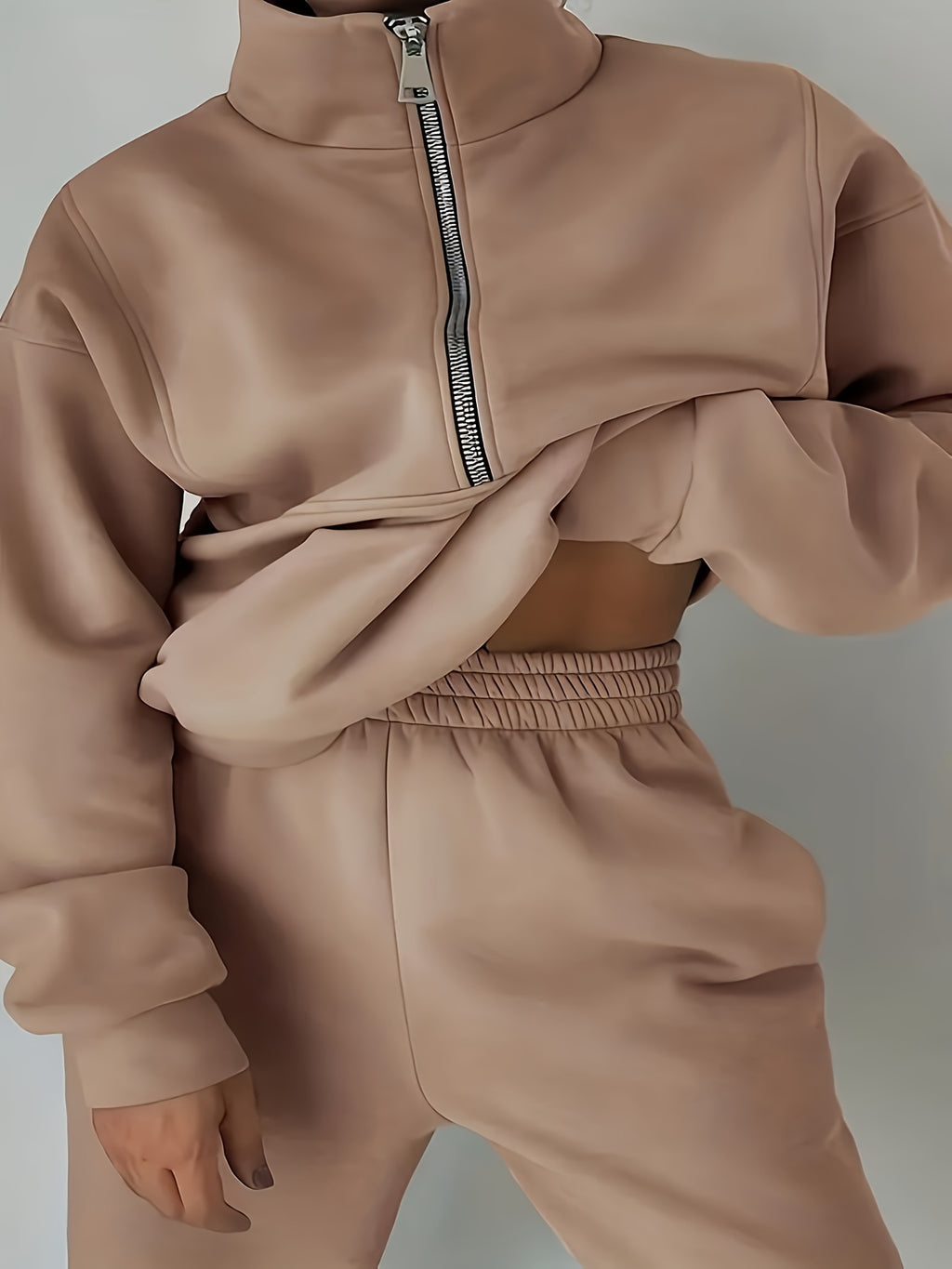 Womens Long Sleeve Zip Sweatshirt  Pants Set - IRON GODDESS