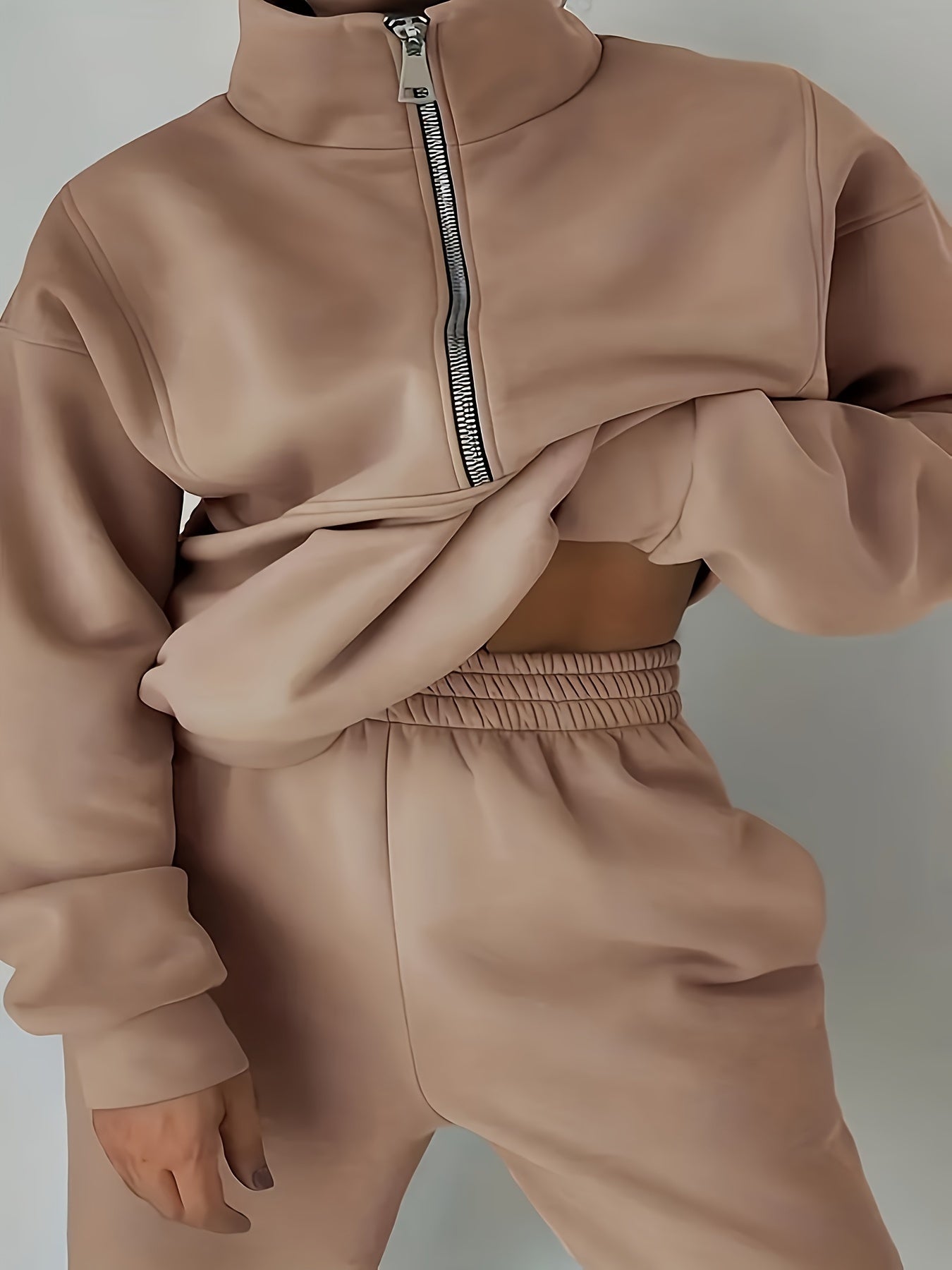 Womens Long Sleeve Zip Sweatshirt  Pants Set - IRON GODDESS