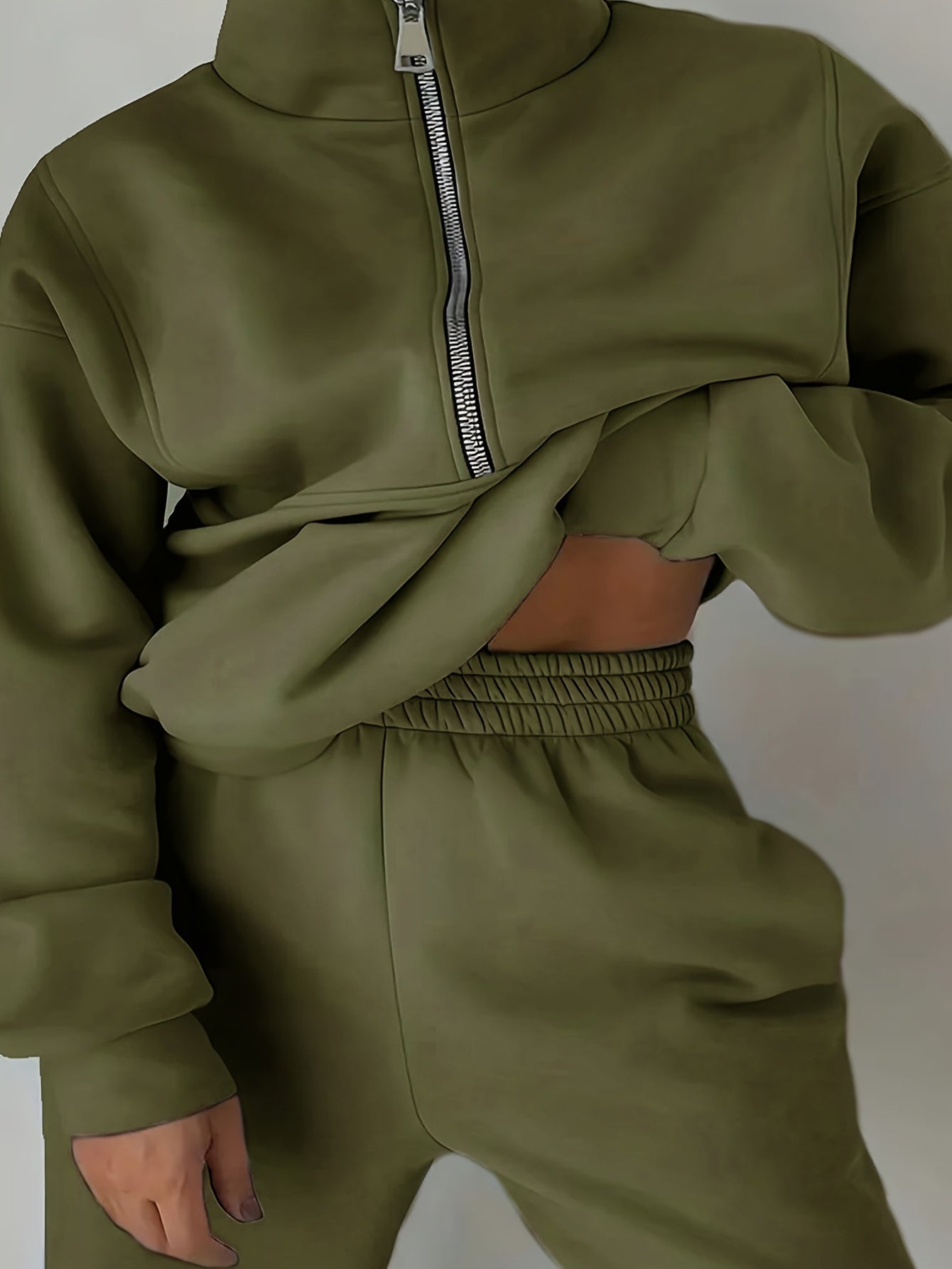 Womens Long Sleeve Zip Sweatshirt  Pants Set - IRON GODDESS